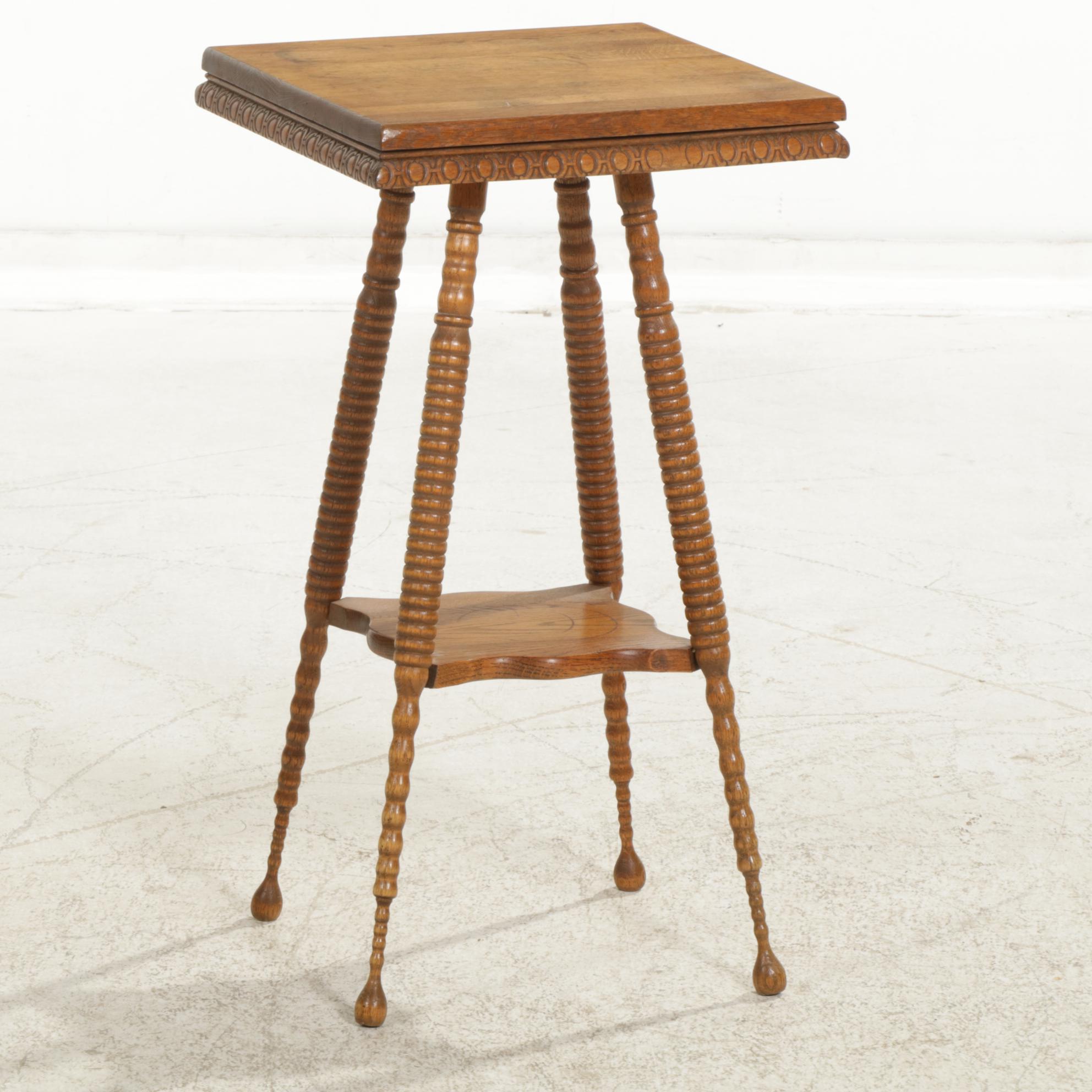 Tiger Oak Two-Tier Parlor Table