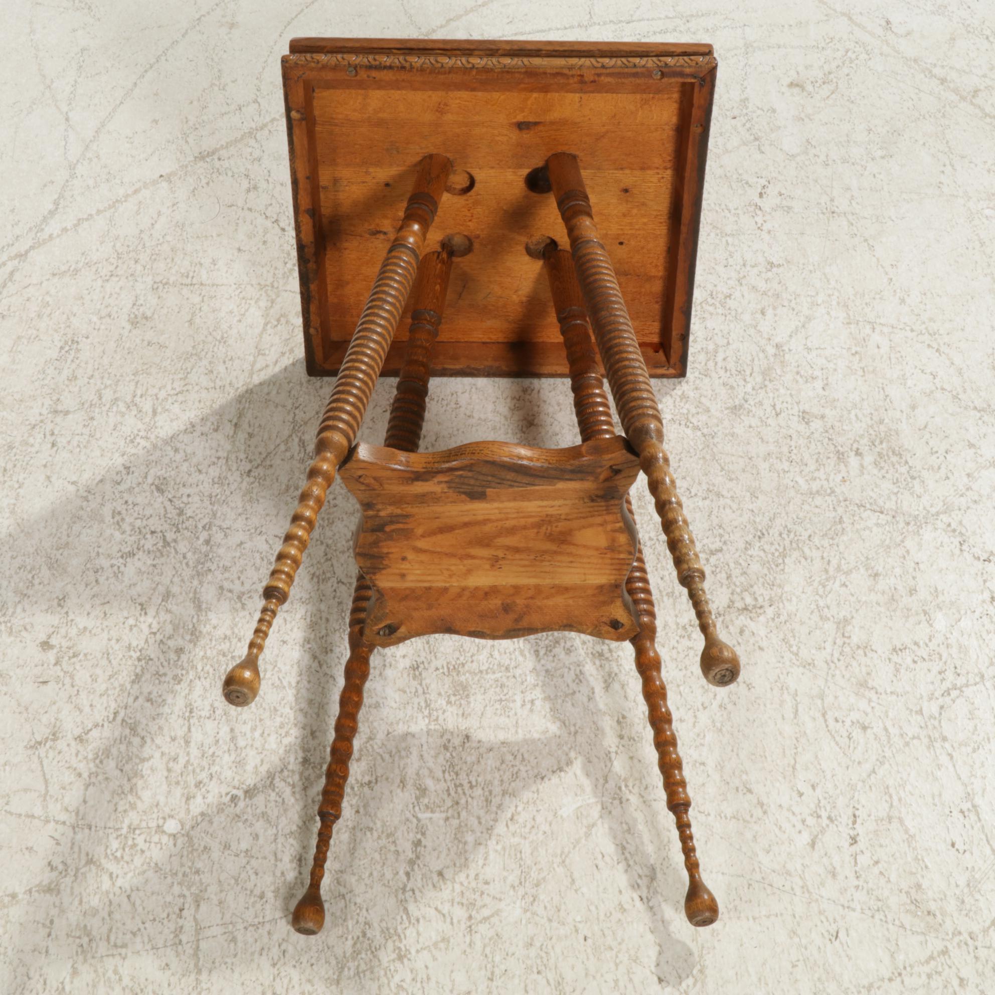 Tiger Oak Two-Tier Parlor Table