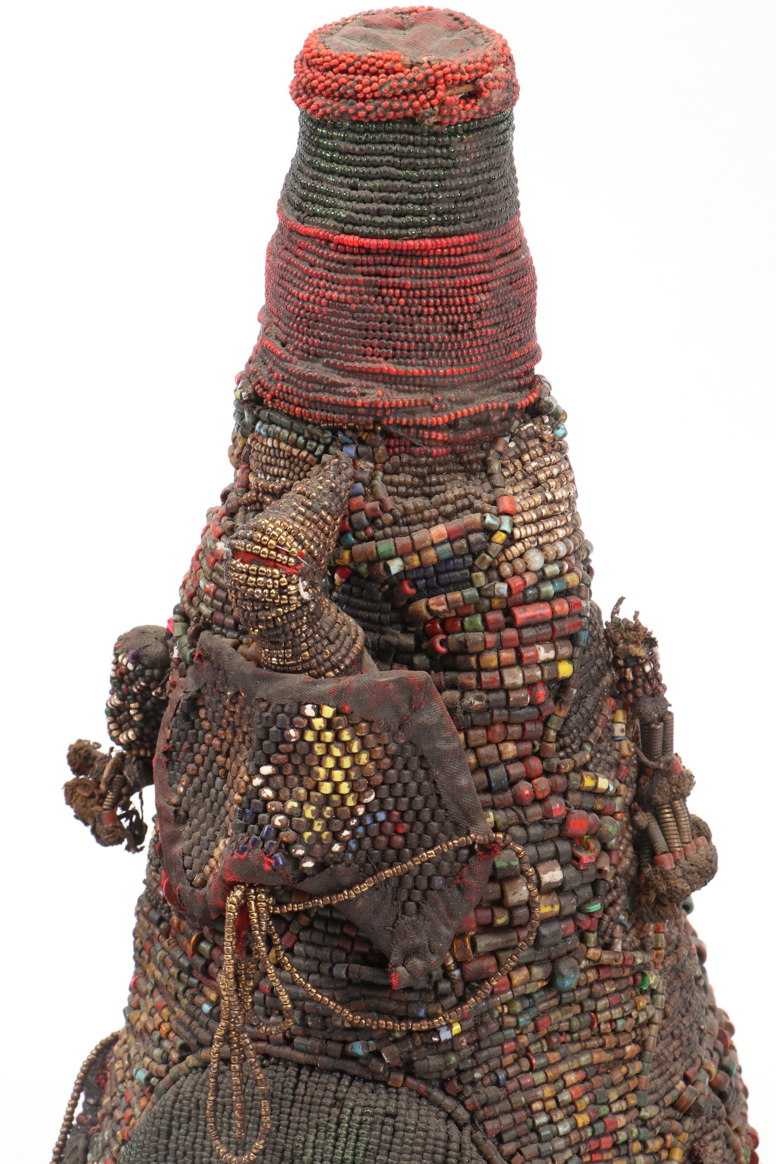 Nigerian Yoruba "Ade Oba" Hand-Beaded Royal Headdress Crowns