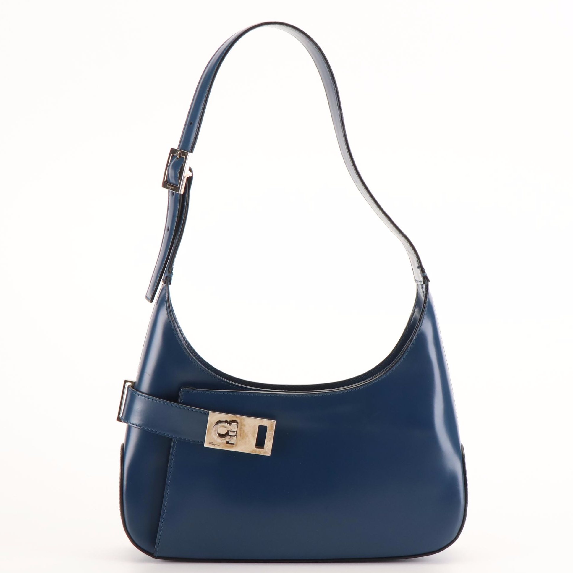 Salvatore Ferragamo Blue Leather Hobo Bag
