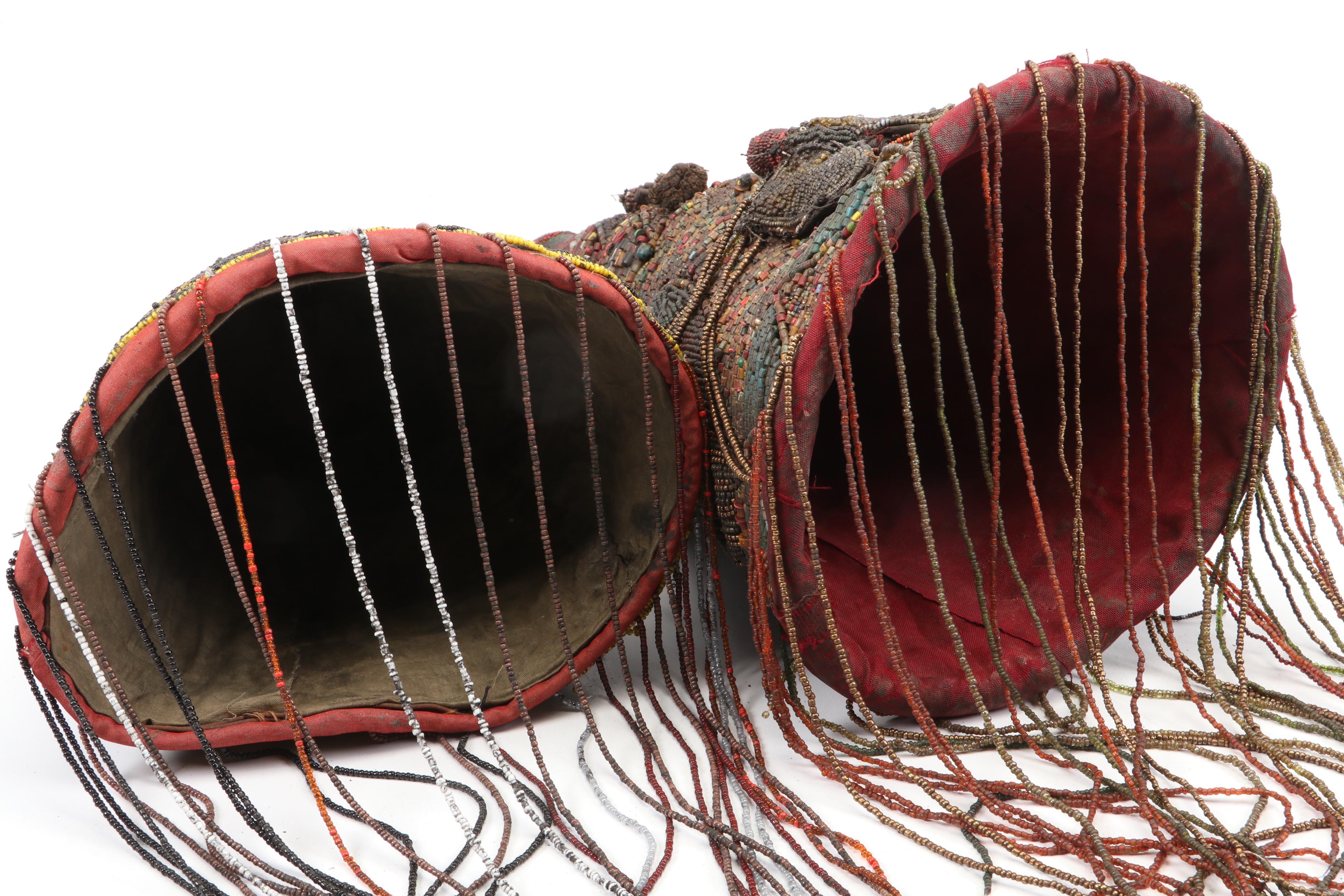 Nigerian Yoruba "Ade Oba" Hand-Beaded Royal Headdress Crowns