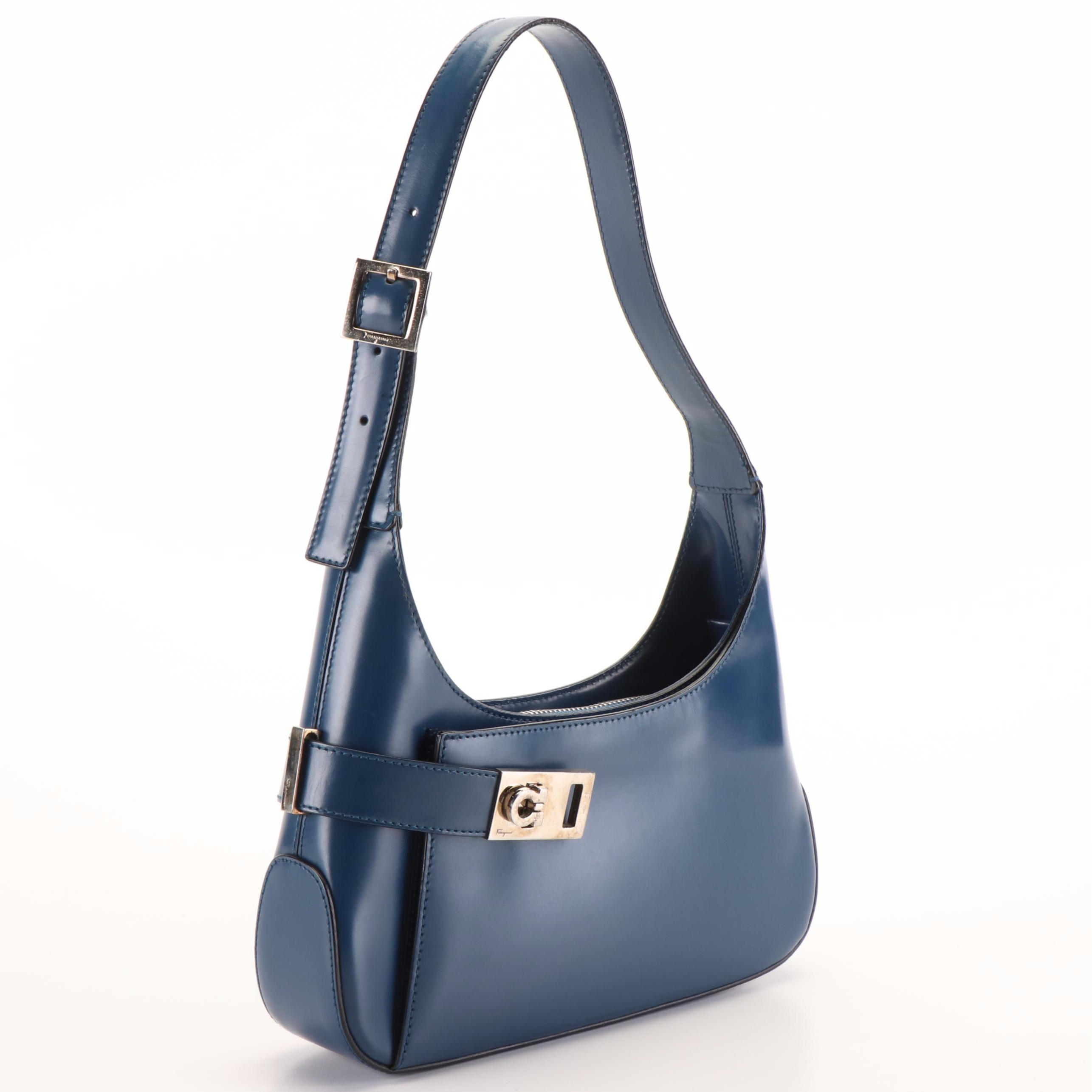 Salvatore Ferragamo Blue Leather Hobo Bag