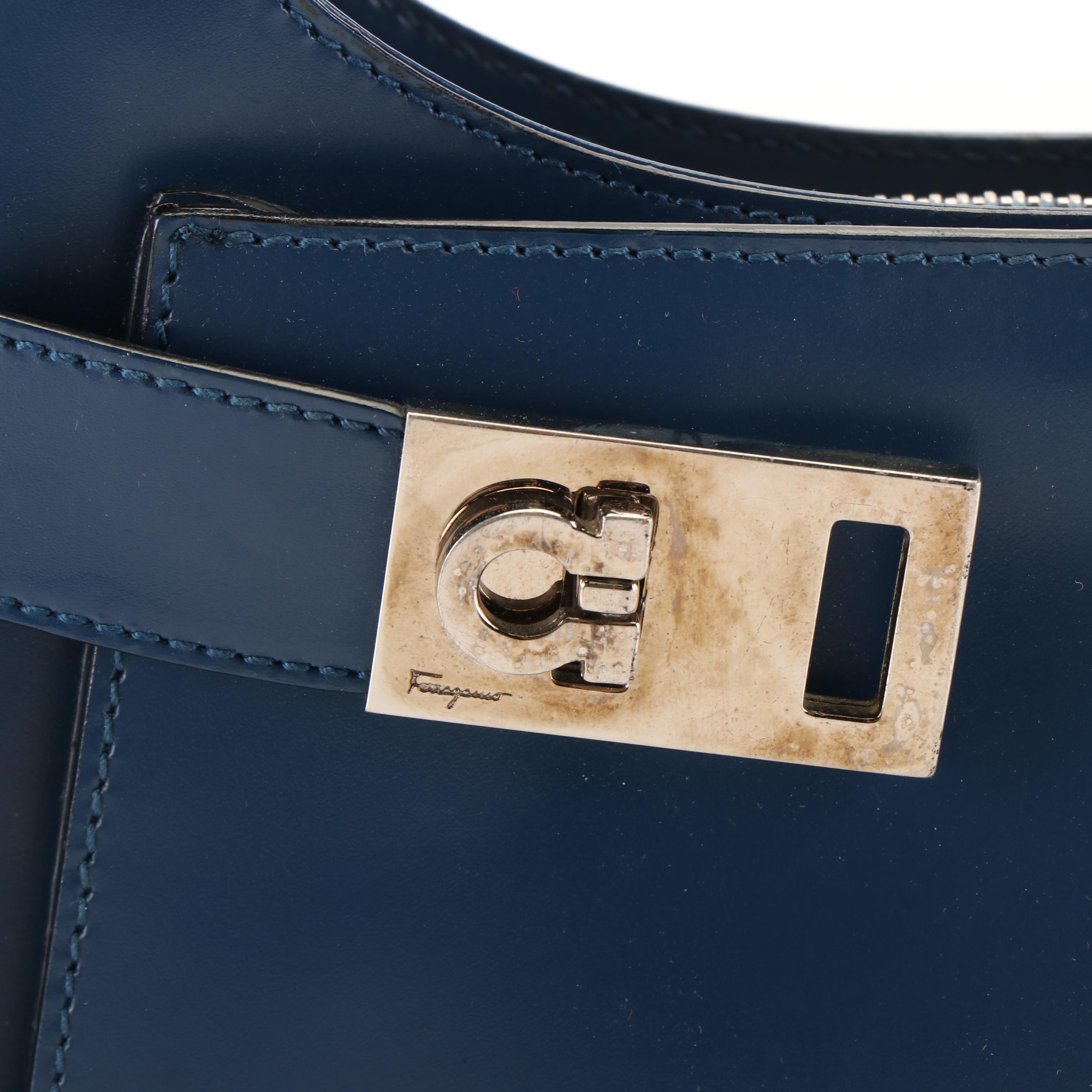 Salvatore Ferragamo Blue Leather Hobo Bag