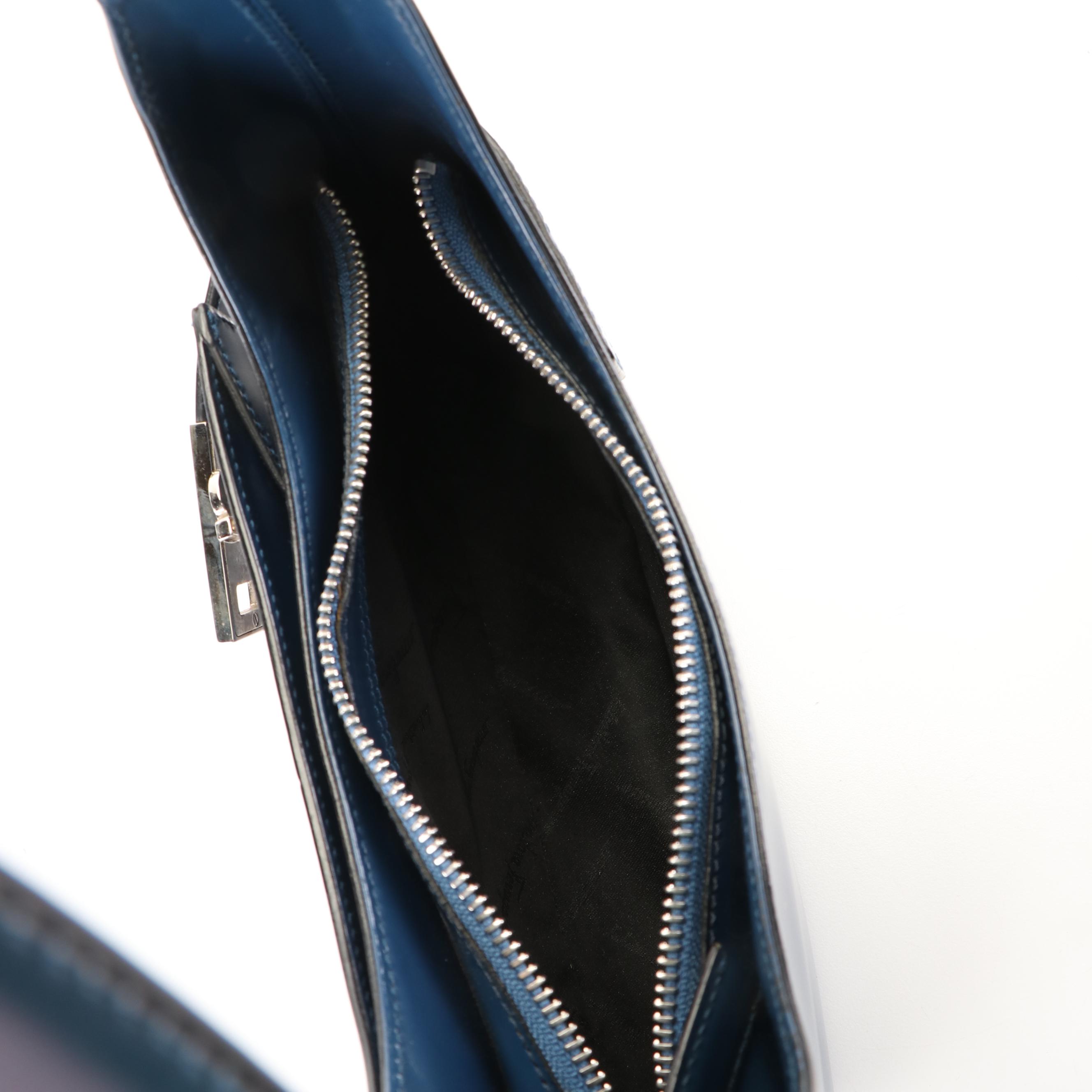 Salvatore Ferragamo Blue Leather Hobo Bag