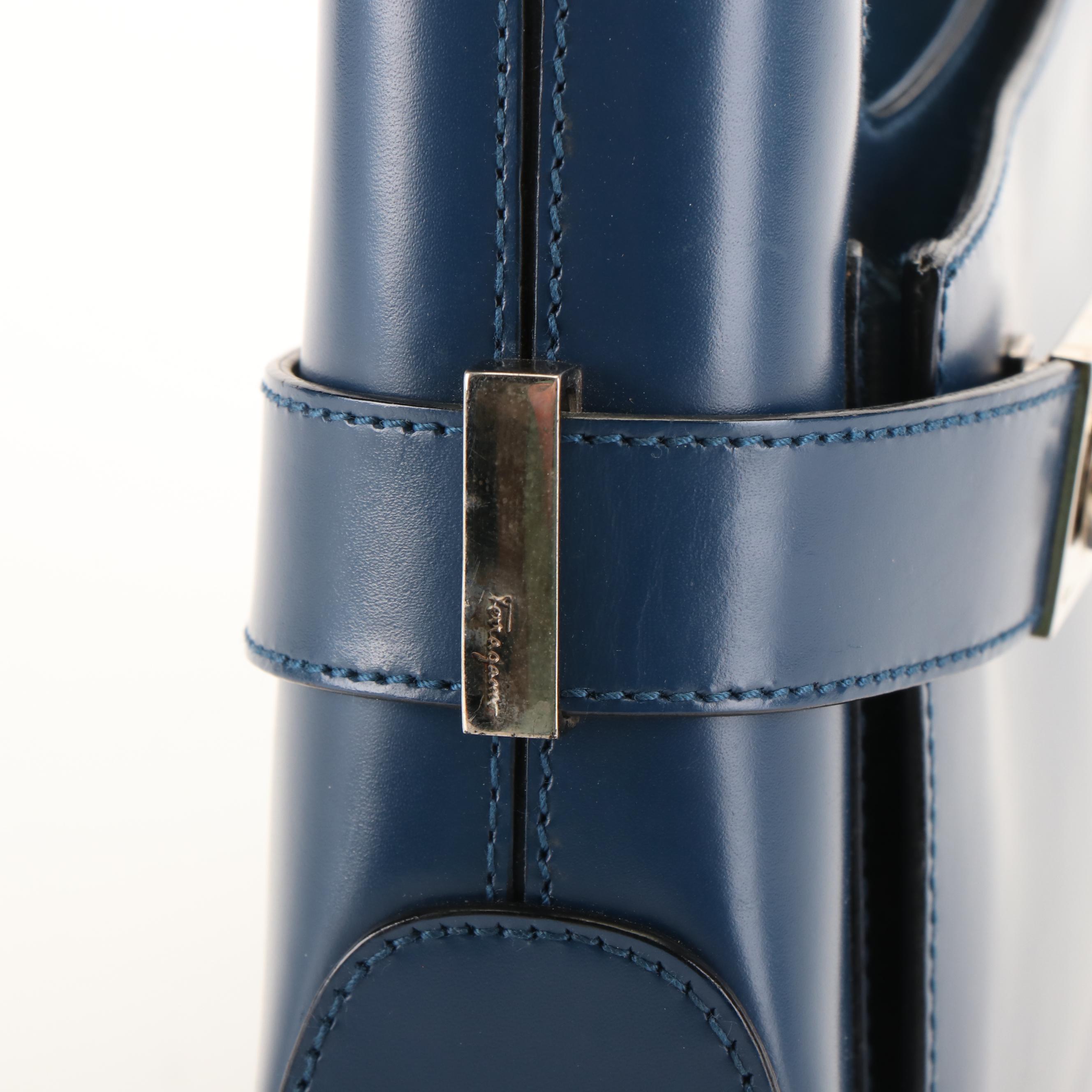 Salvatore Ferragamo Blue Leather Hobo Bag