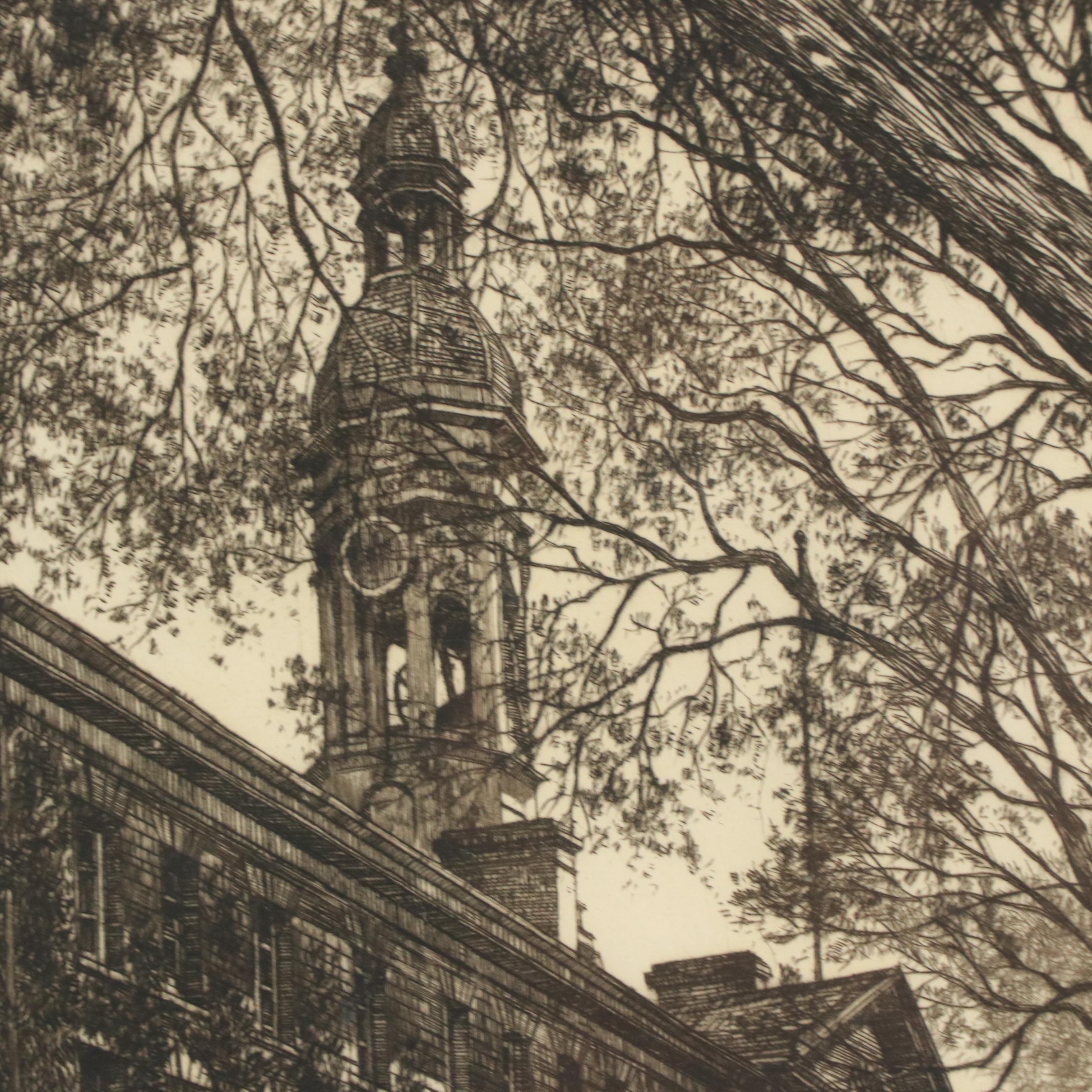 Samuel Chamberlain Etching "Nassau Hall From Chancellor Green"
