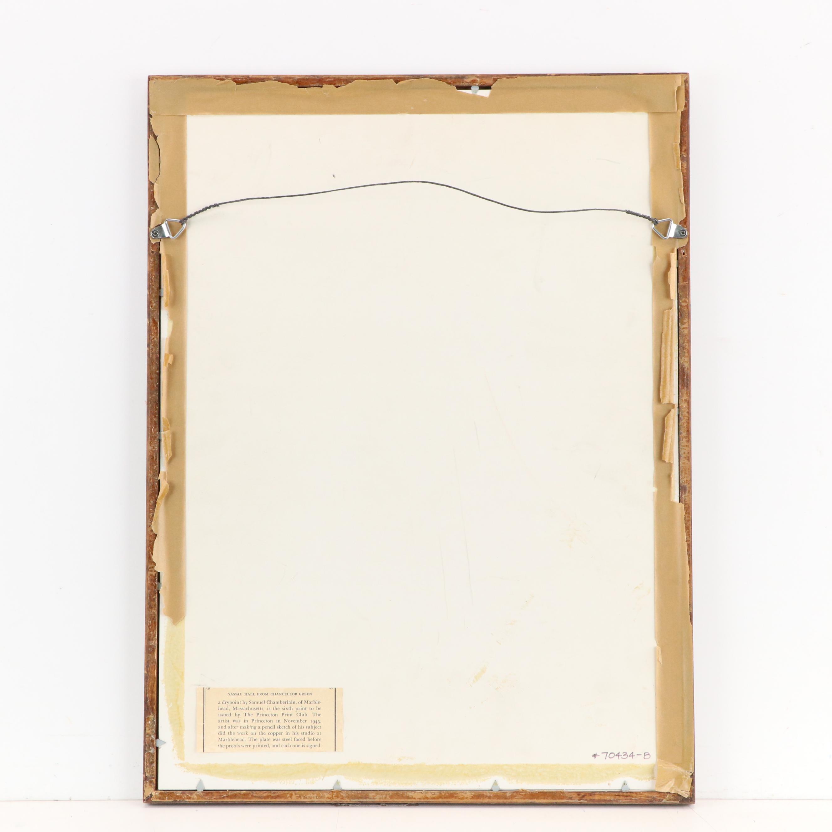 Samuel Chamberlain Etching "Nassau Hall From Chancellor Green"