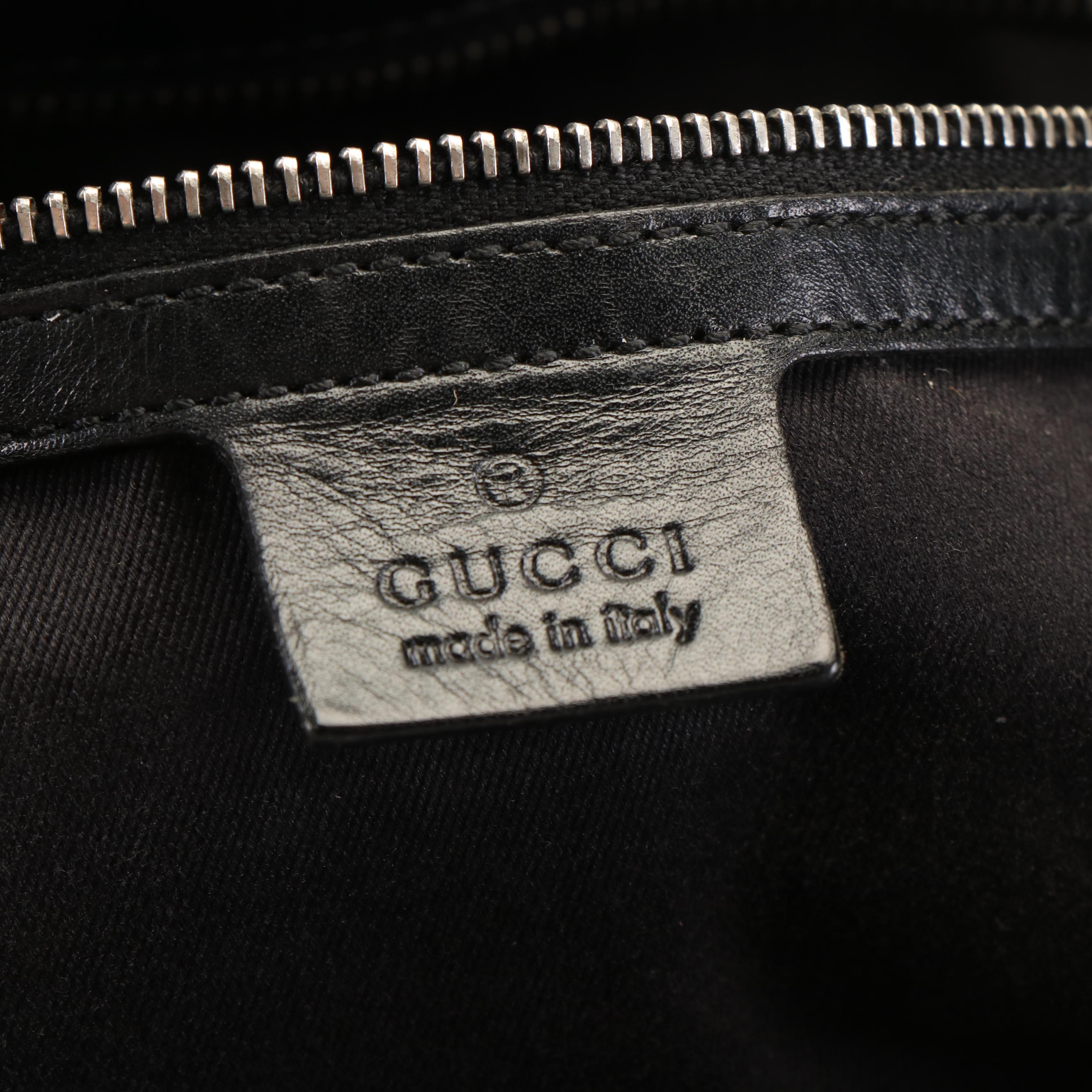 Gucci East West Buckle Tote Bag in Black GG Canvas and Leather