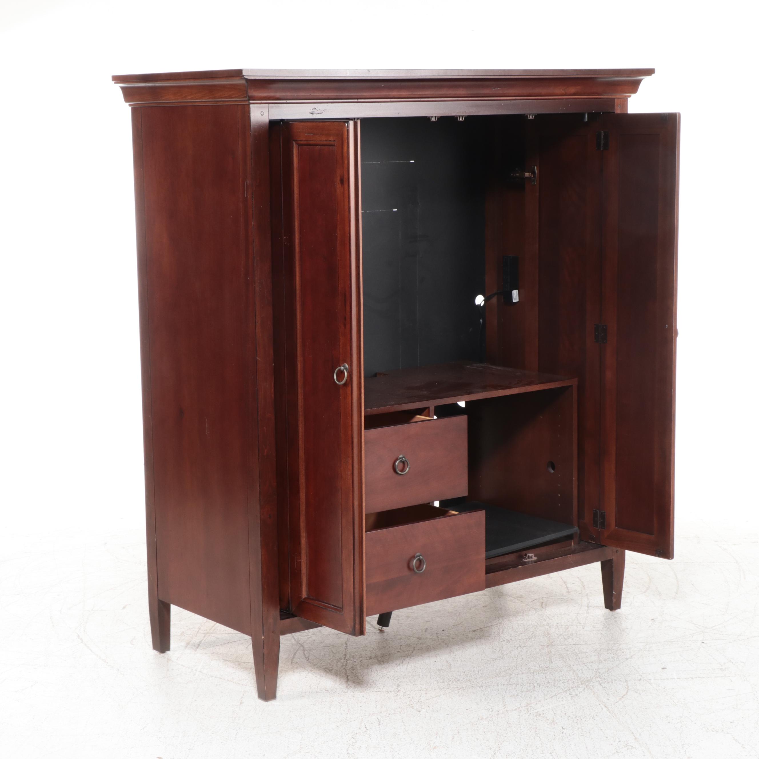 Hooker Furniture Transitional Style Mahogany Finish Wood Entertainment Cabinet
