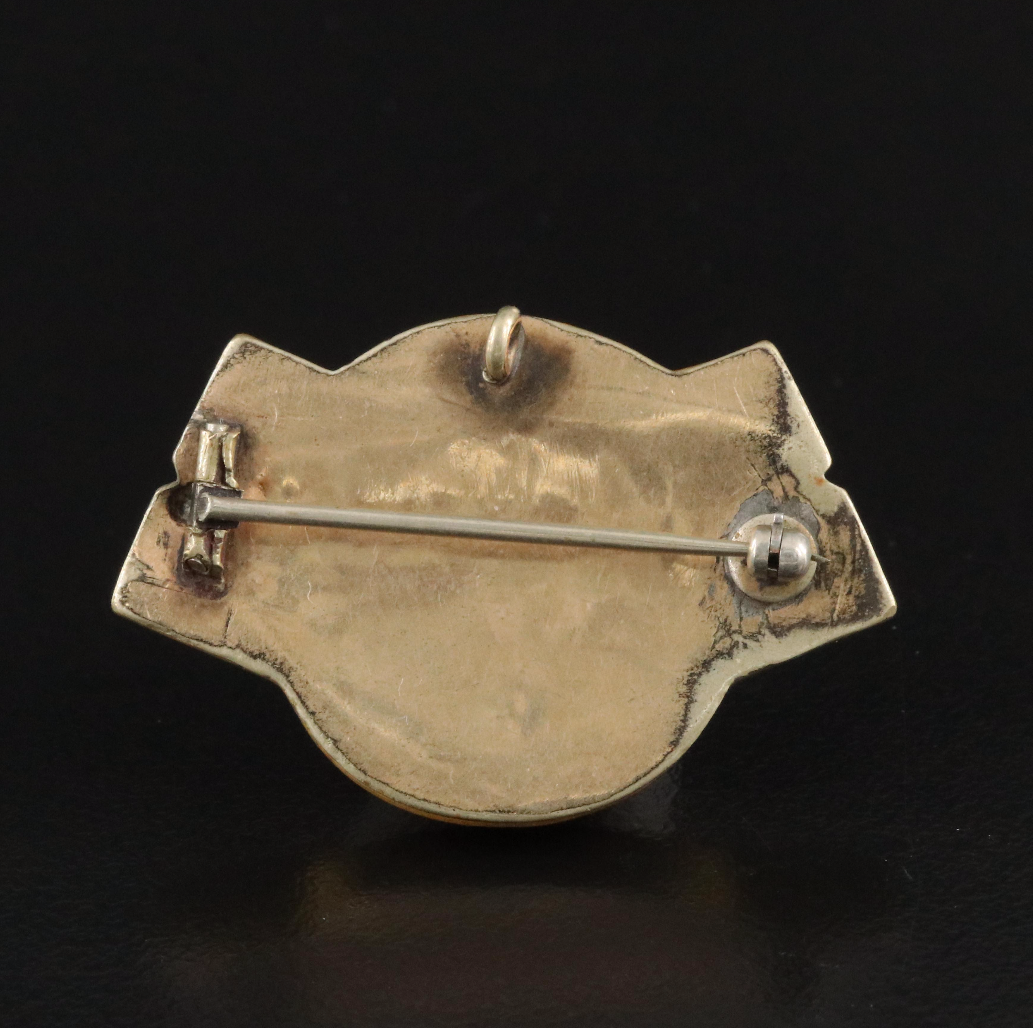 Antique Coral and Enamel Pin