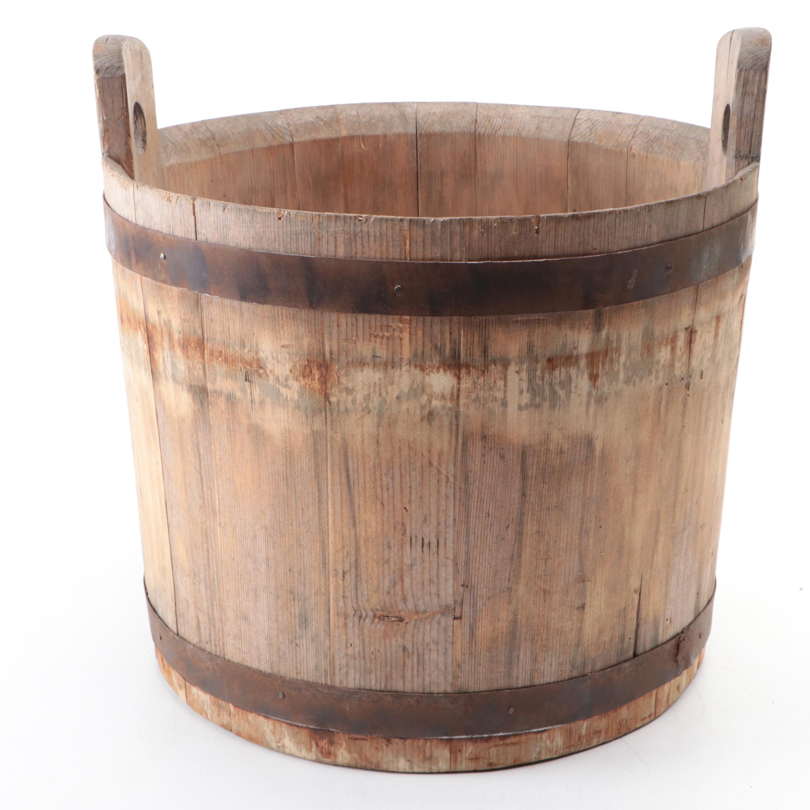 Primitive Wooden Stave Bucket, 20th Century