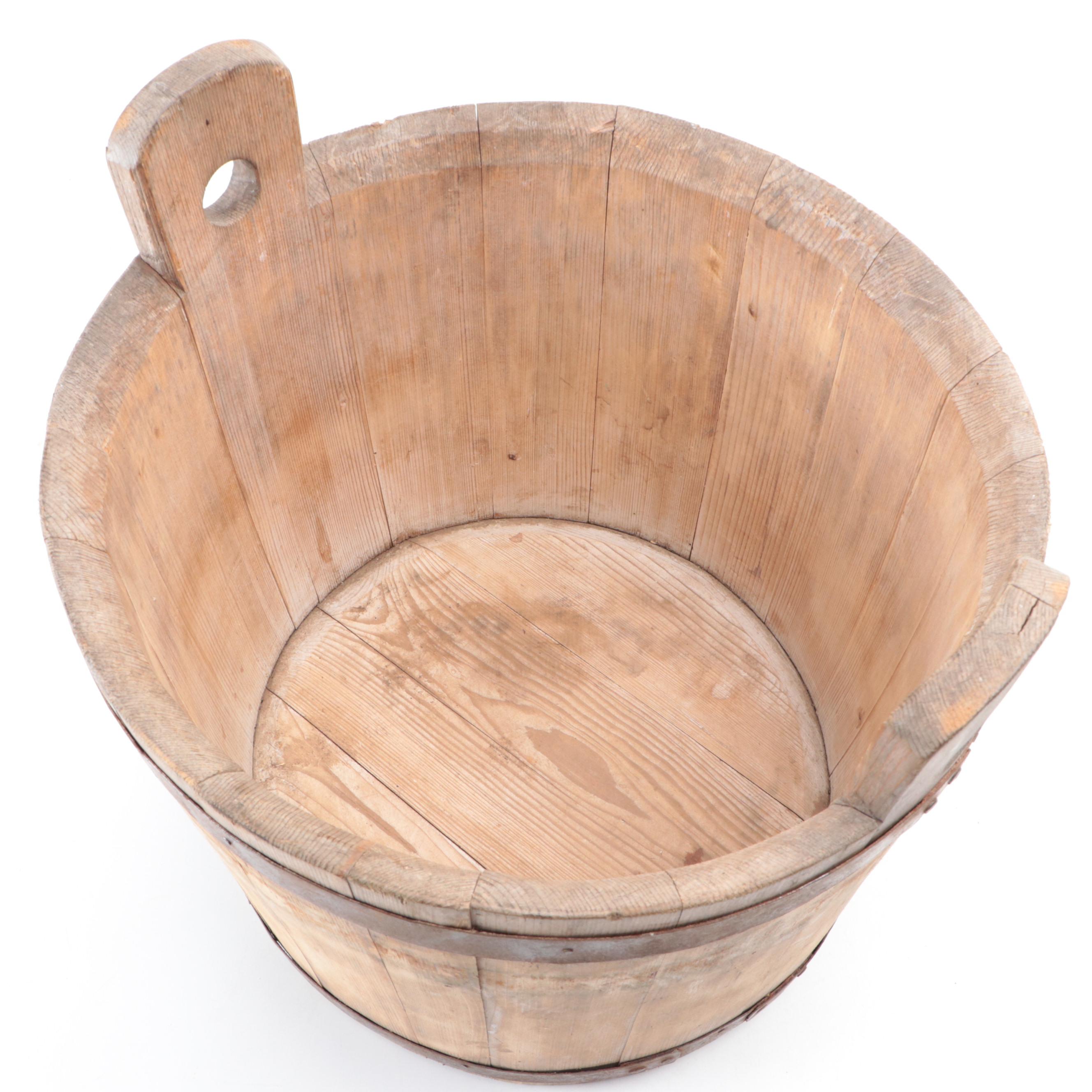 Primitive Wooden Stave Bucket, 20th Century
