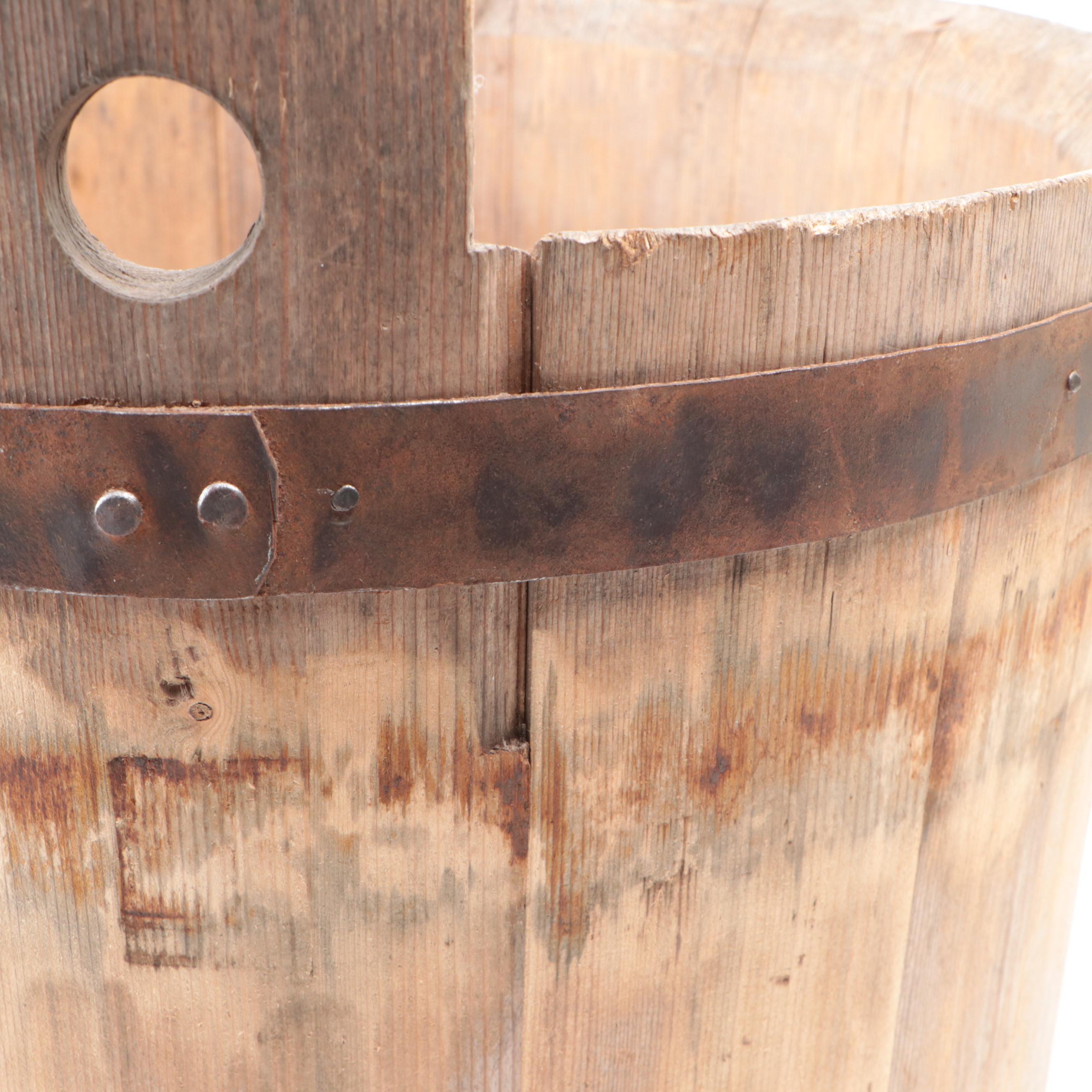 Primitive Wooden Stave Bucket, 20th Century