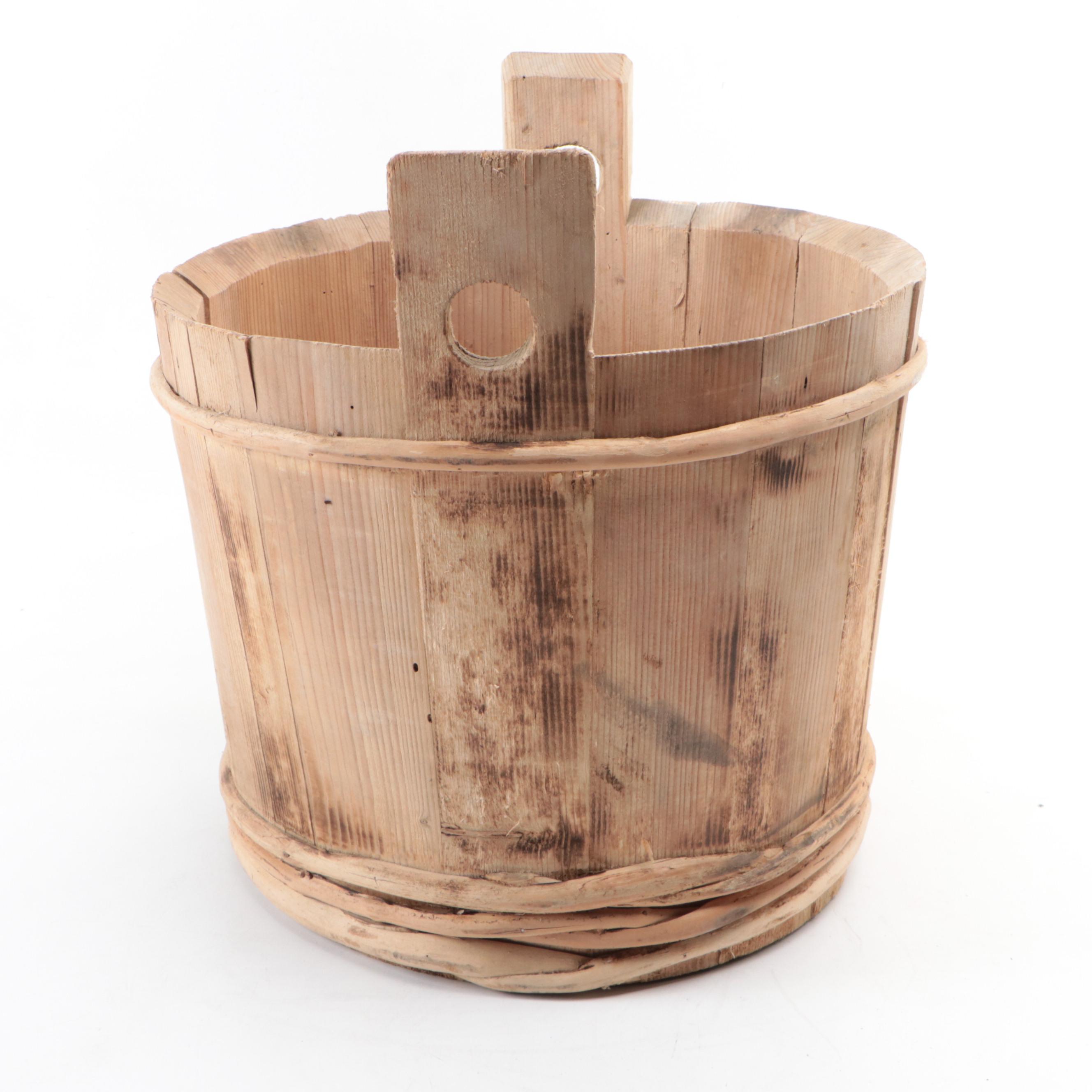 Primitive Style Wooden Stave Bucket