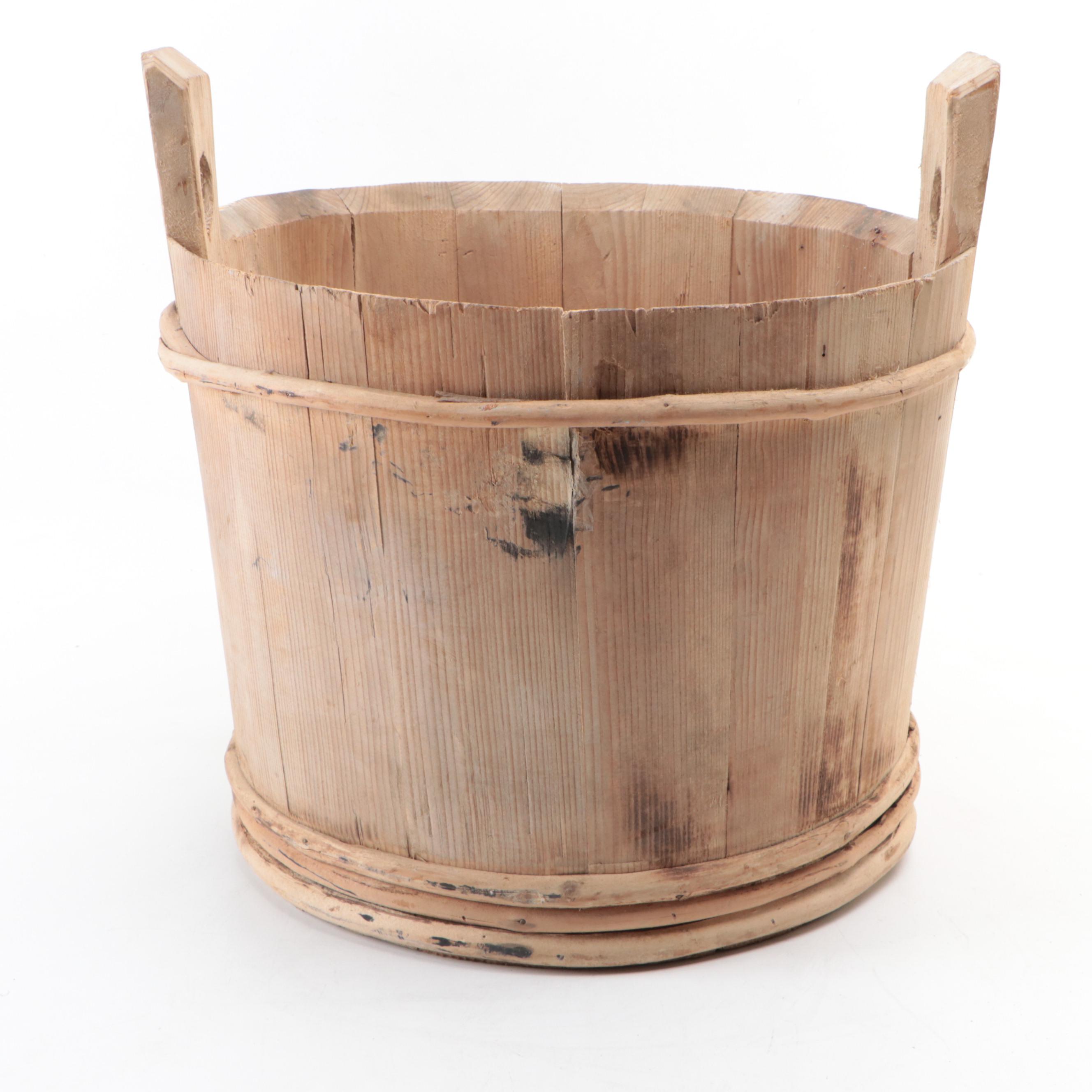 Primitive Style Wooden Stave Bucket