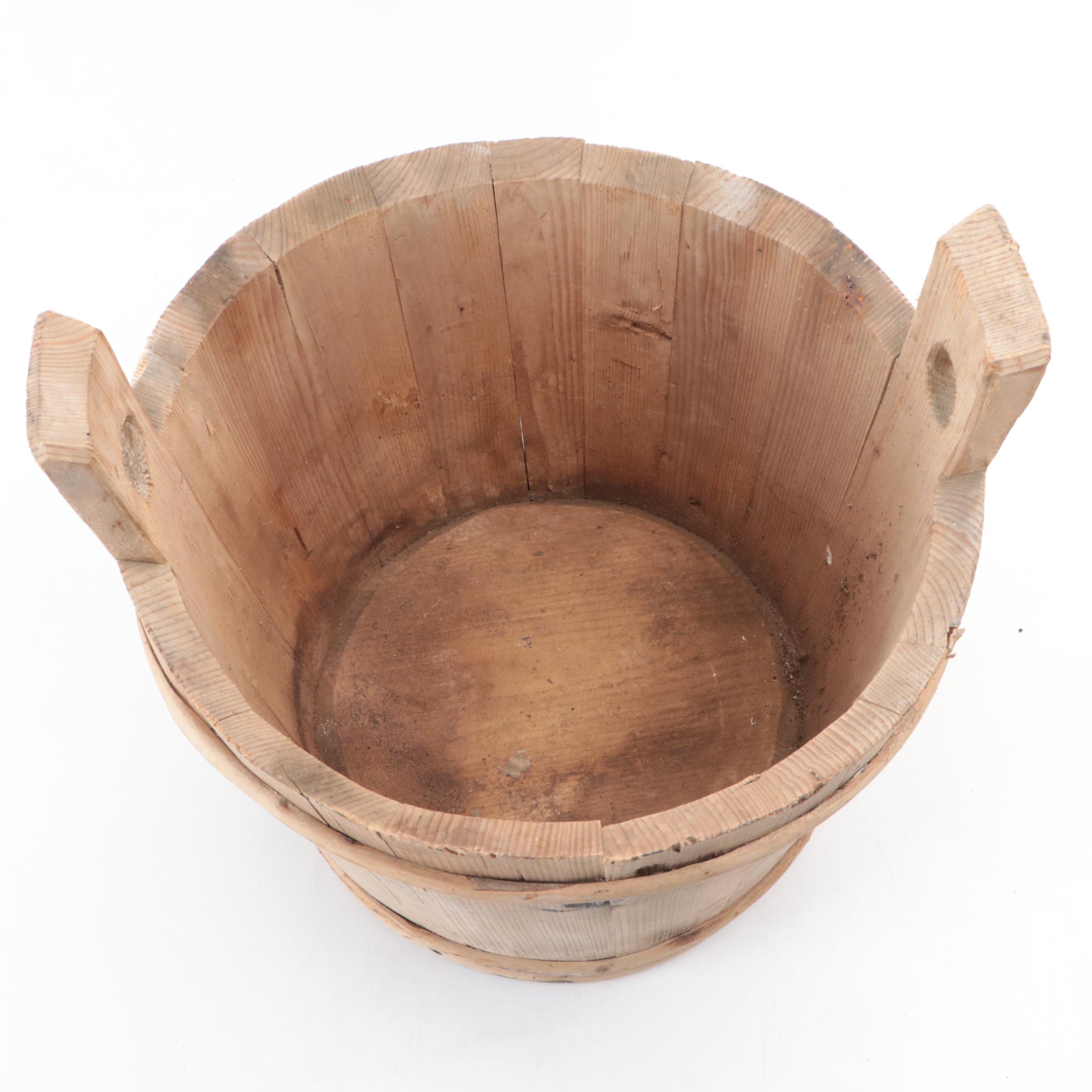 Primitive Style Wooden Stave Bucket