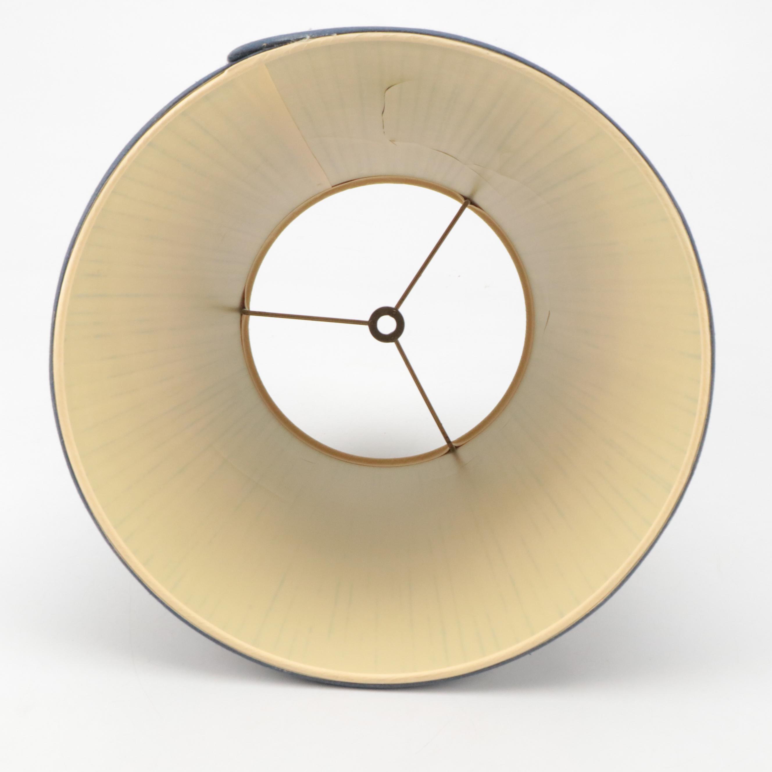 Rowe Pottery Works Salt-Glazed Crock Lamp with Cobalt Design, 1990