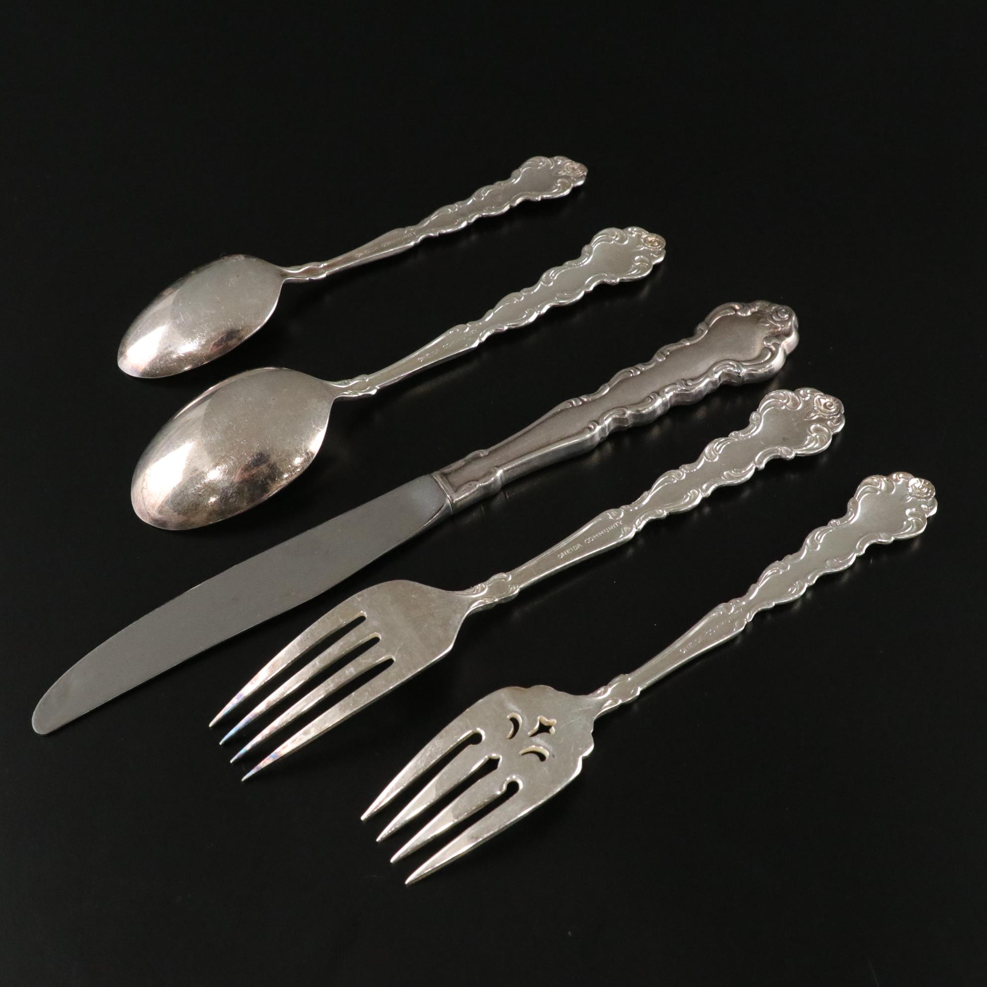 Oneida Community "Arbor Rose - True  Rose" Stainless  Steel Flatware Service