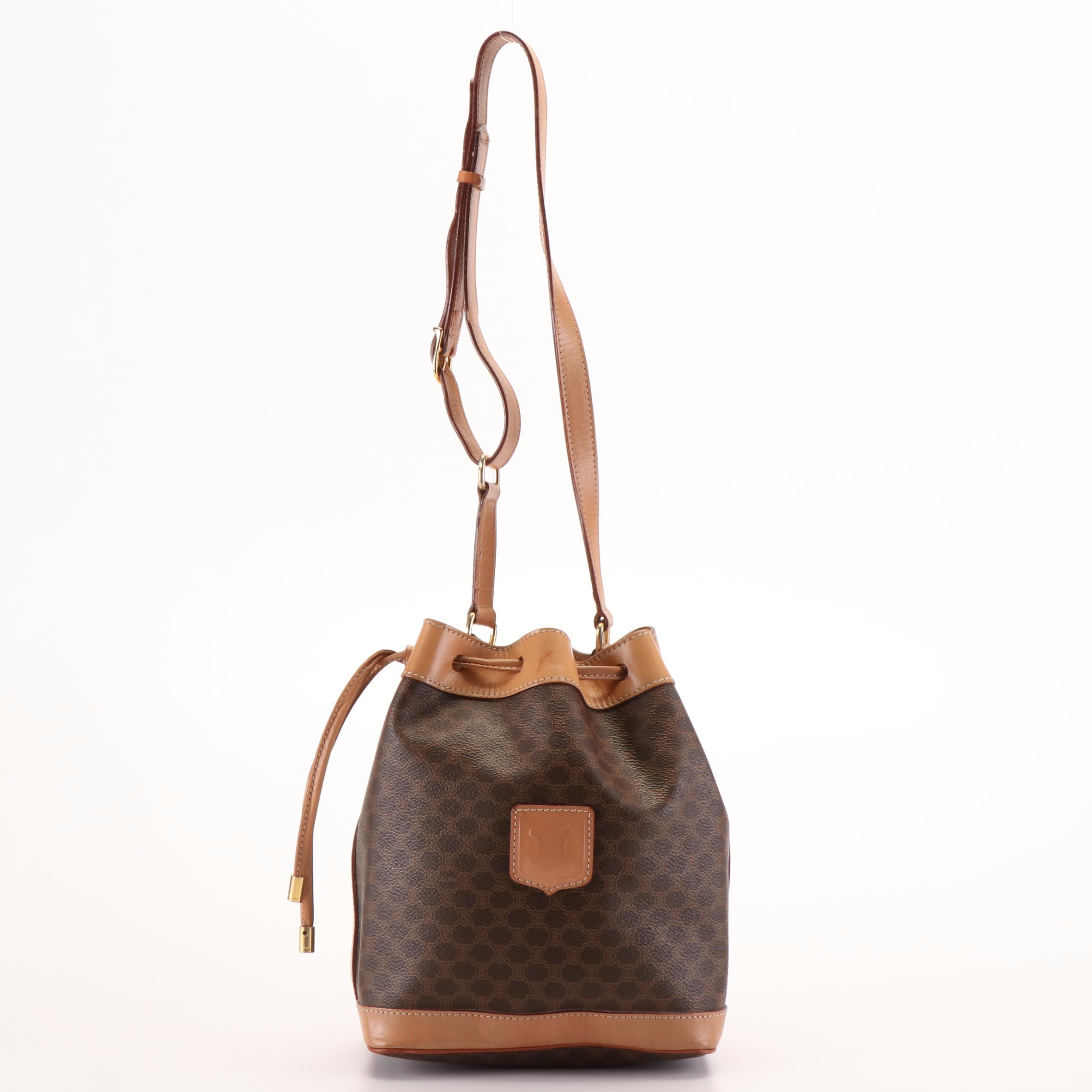 Celine Macadam Bucket Bag in Coated Canvas and Leather