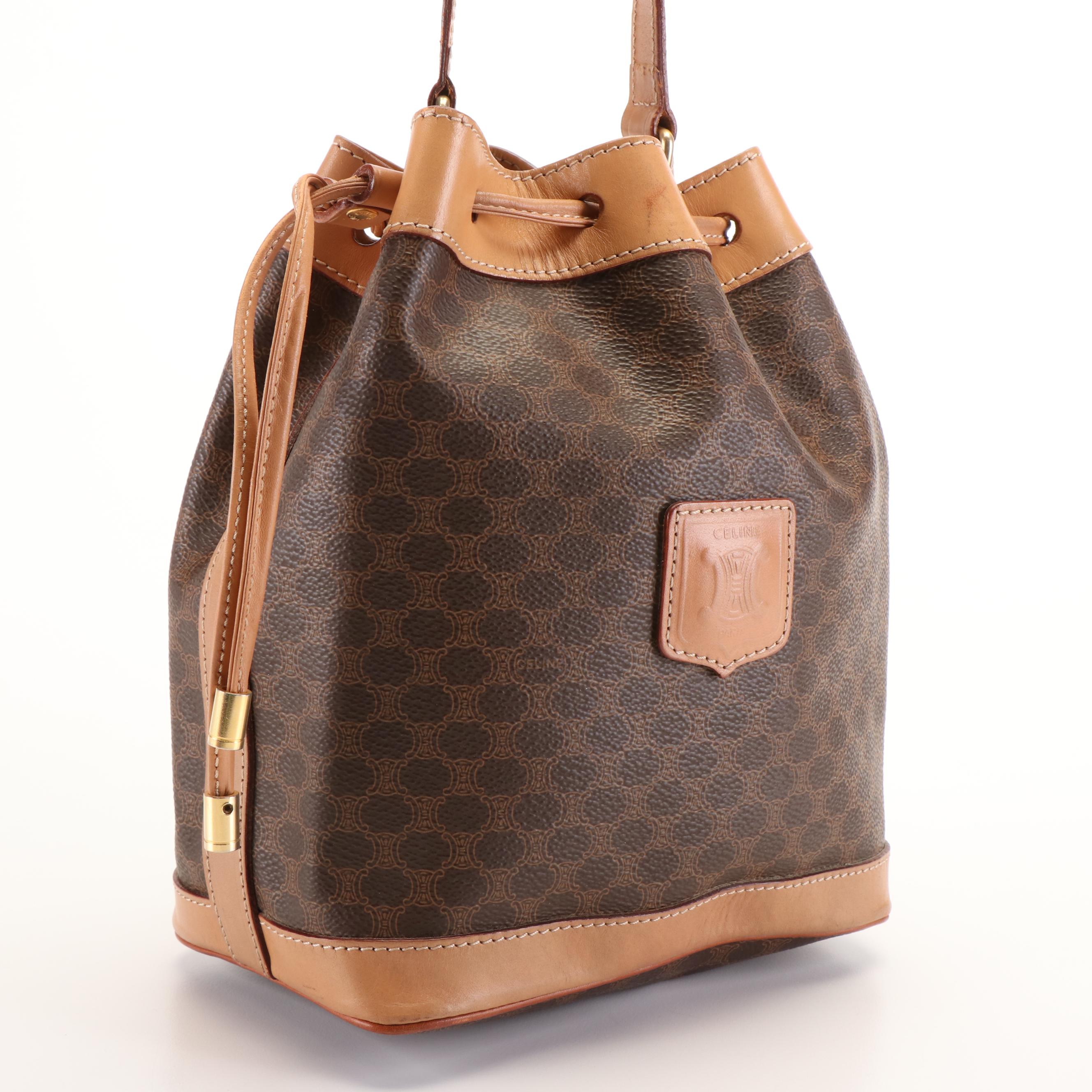 Celine Macadam Bucket Bag in Coated Canvas and Leather