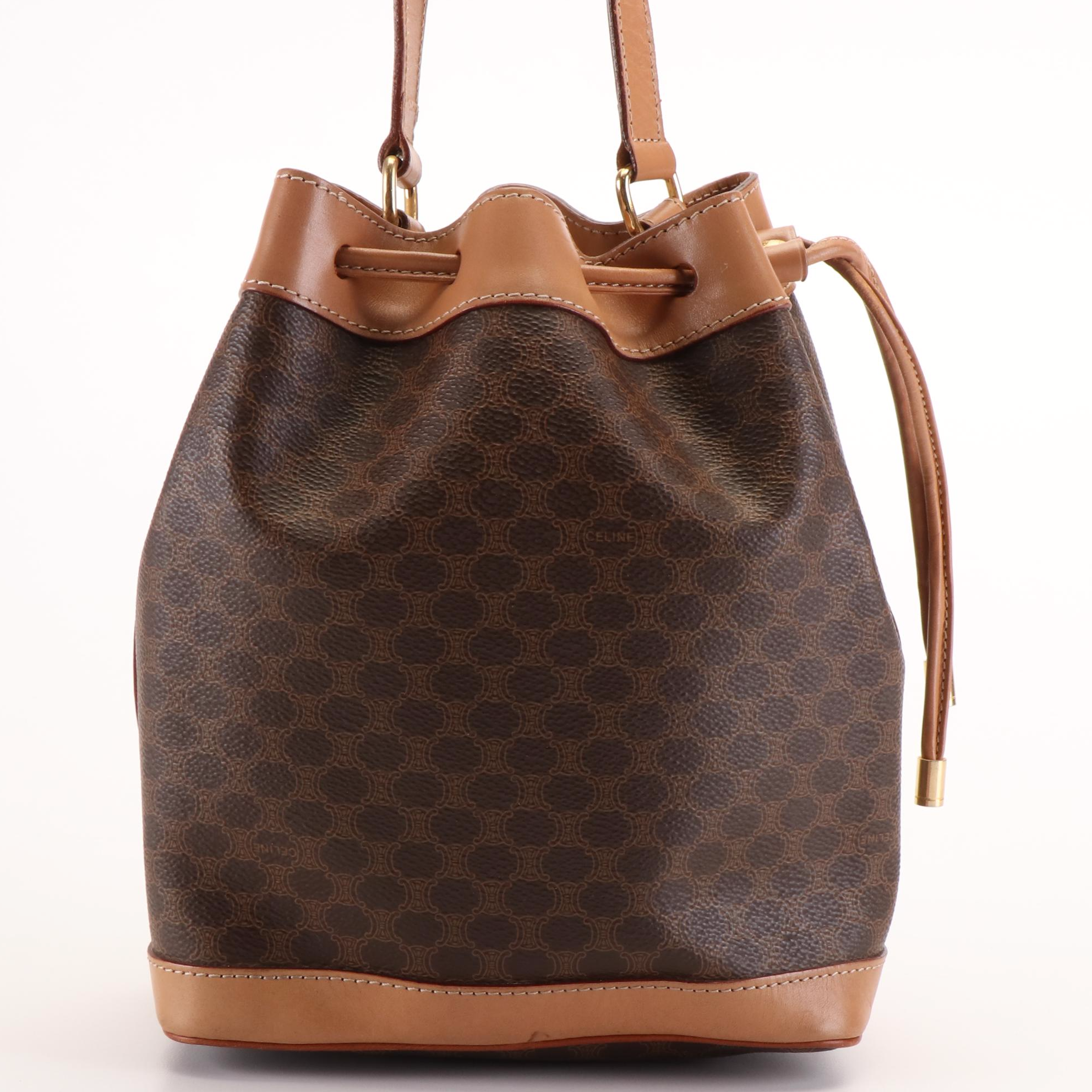 Celine Macadam Bucket Bag in Coated Canvas and Leather