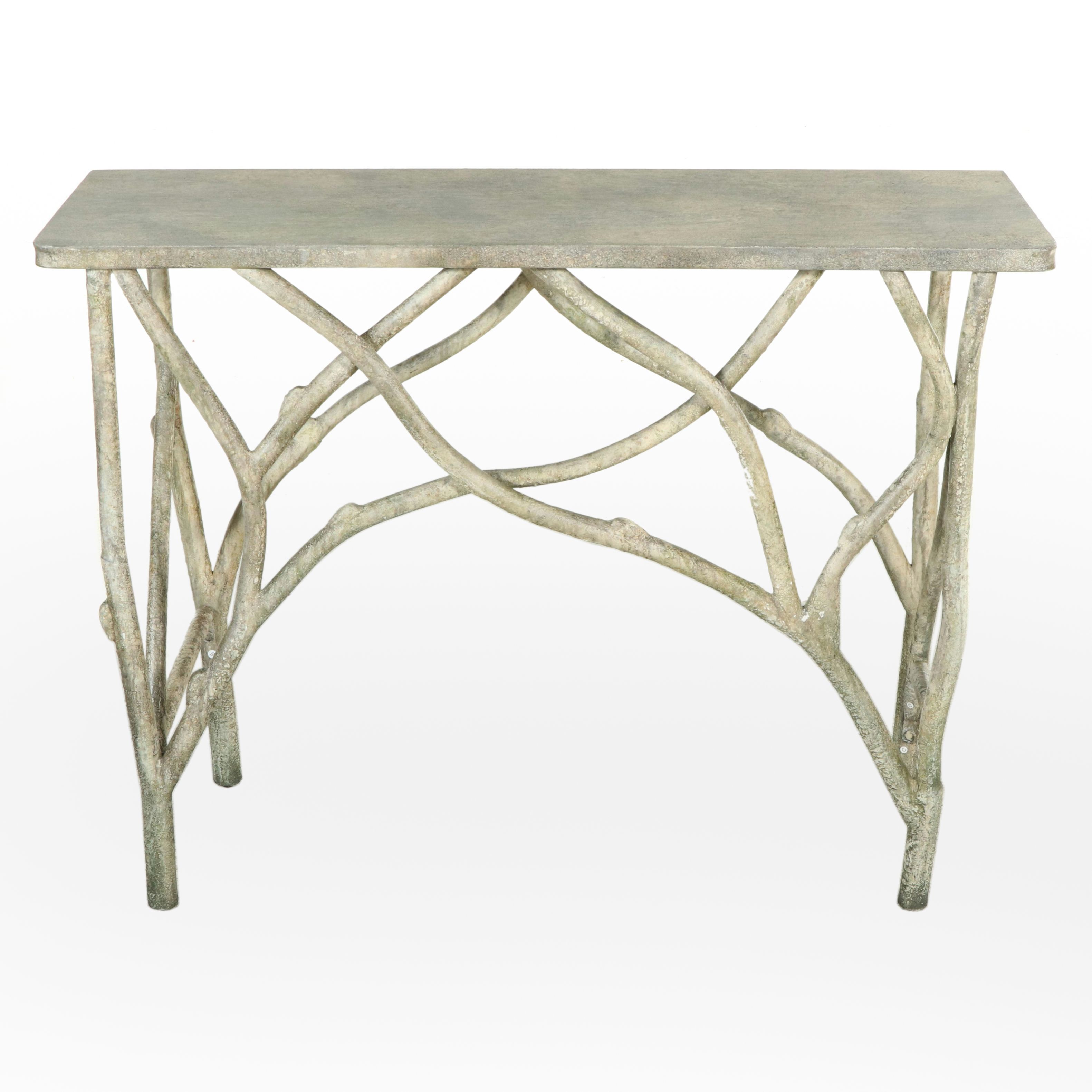 Faux Bois Concrete and Iron Hall Table