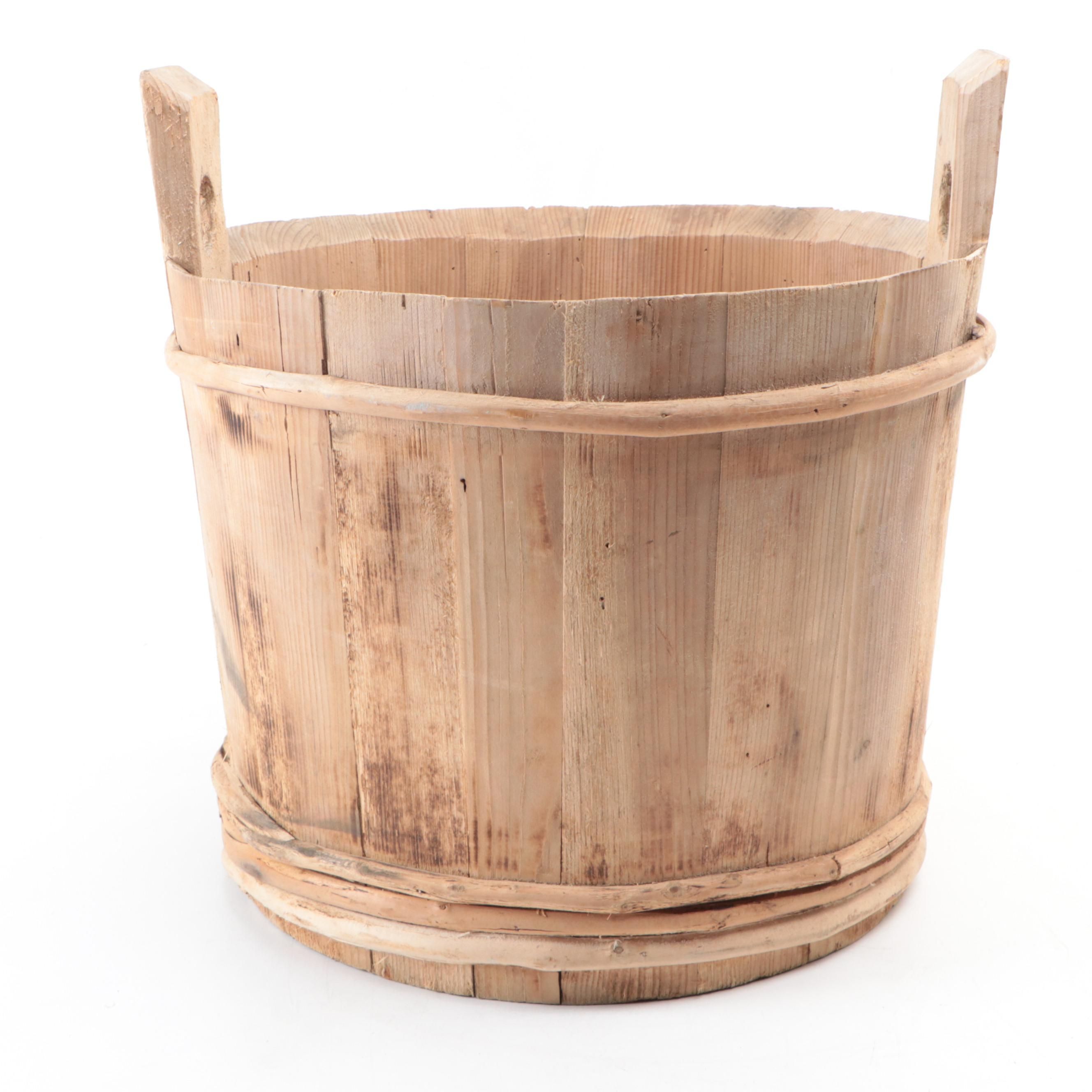 Primitive Style Wooden Stave Bucket
