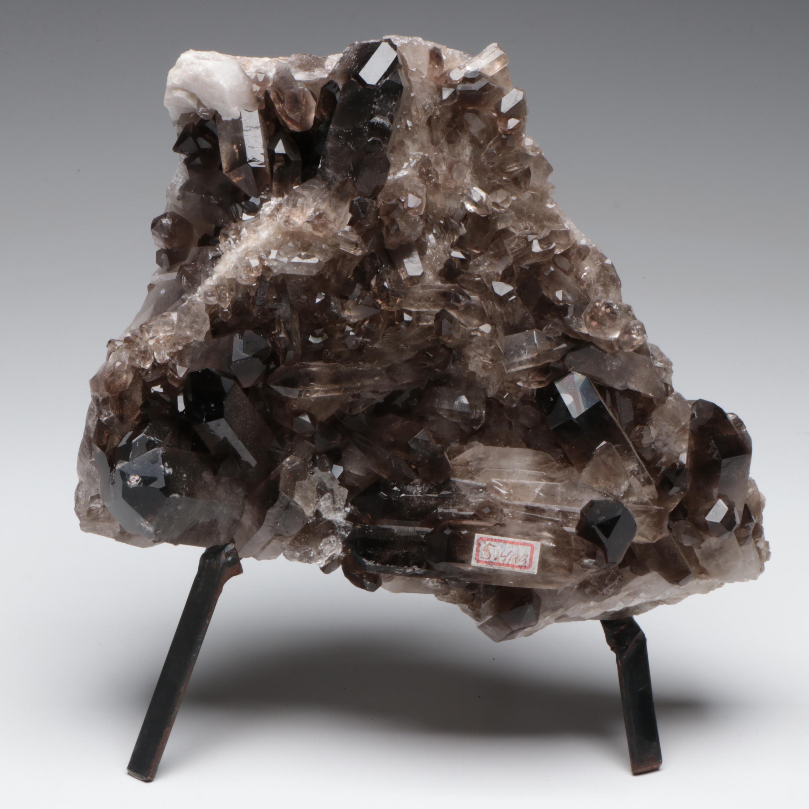 Large Smoky Quartz Cluster with Stand