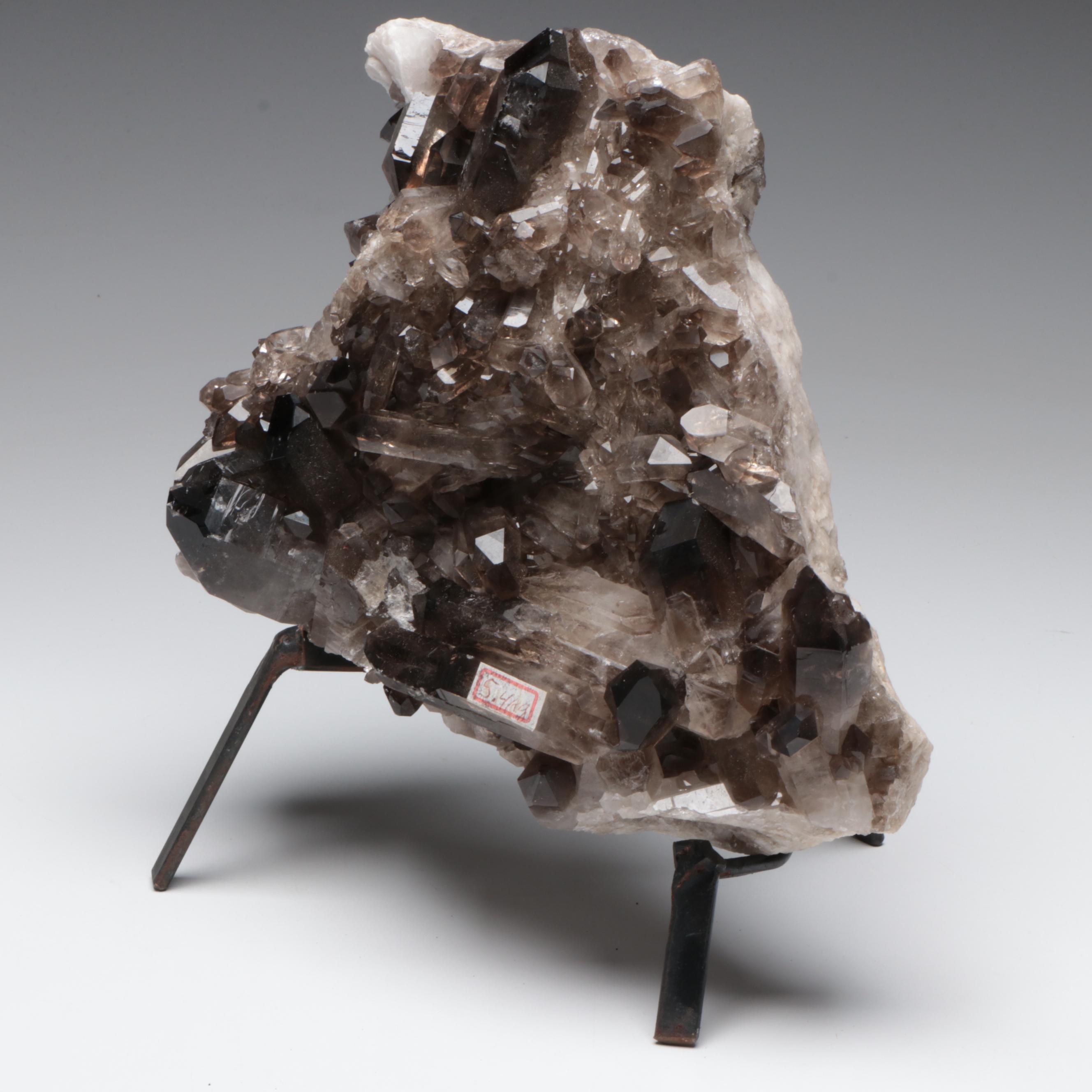 Large Smoky Quartz Cluster with Stand