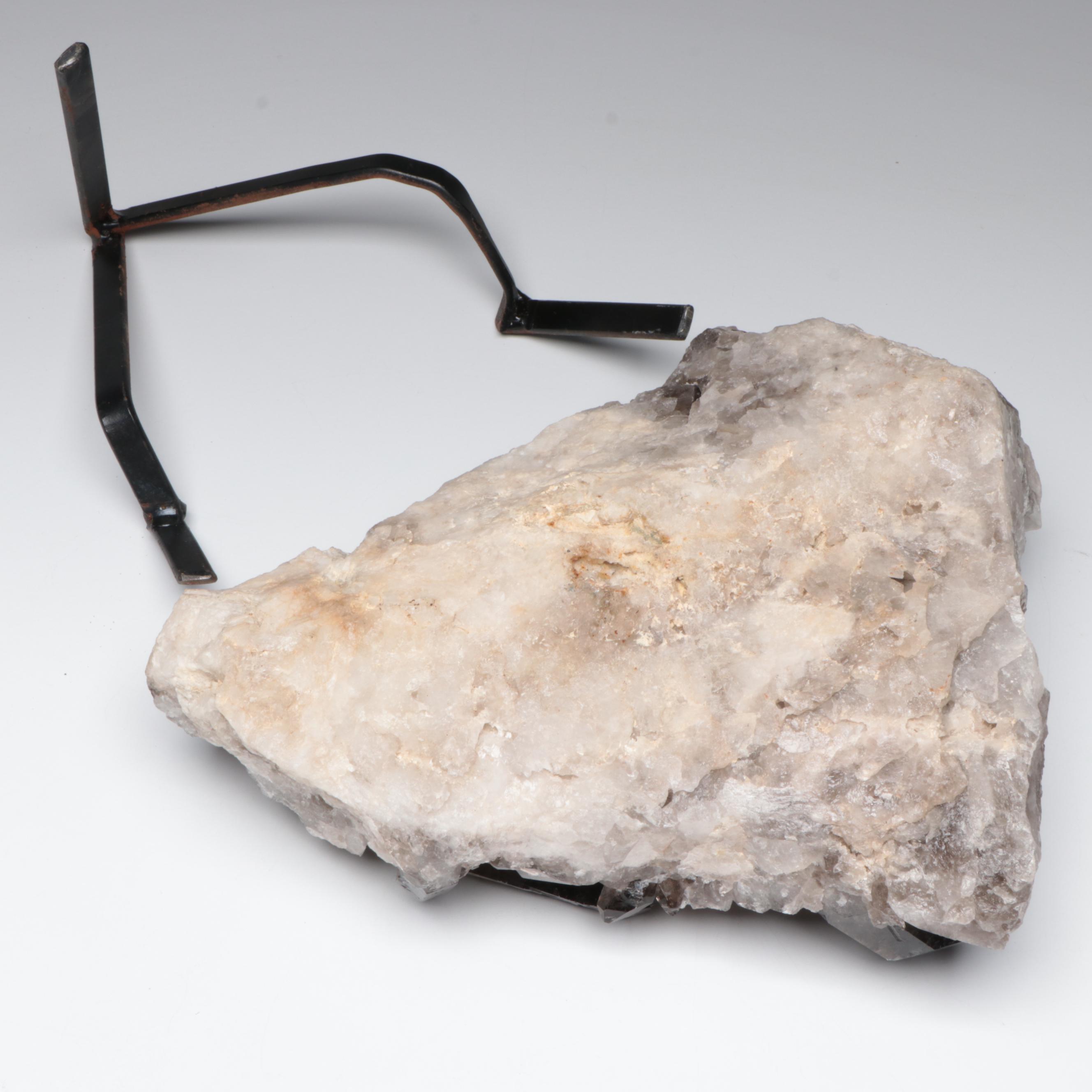 Large Smoky Quartz Cluster with Stand