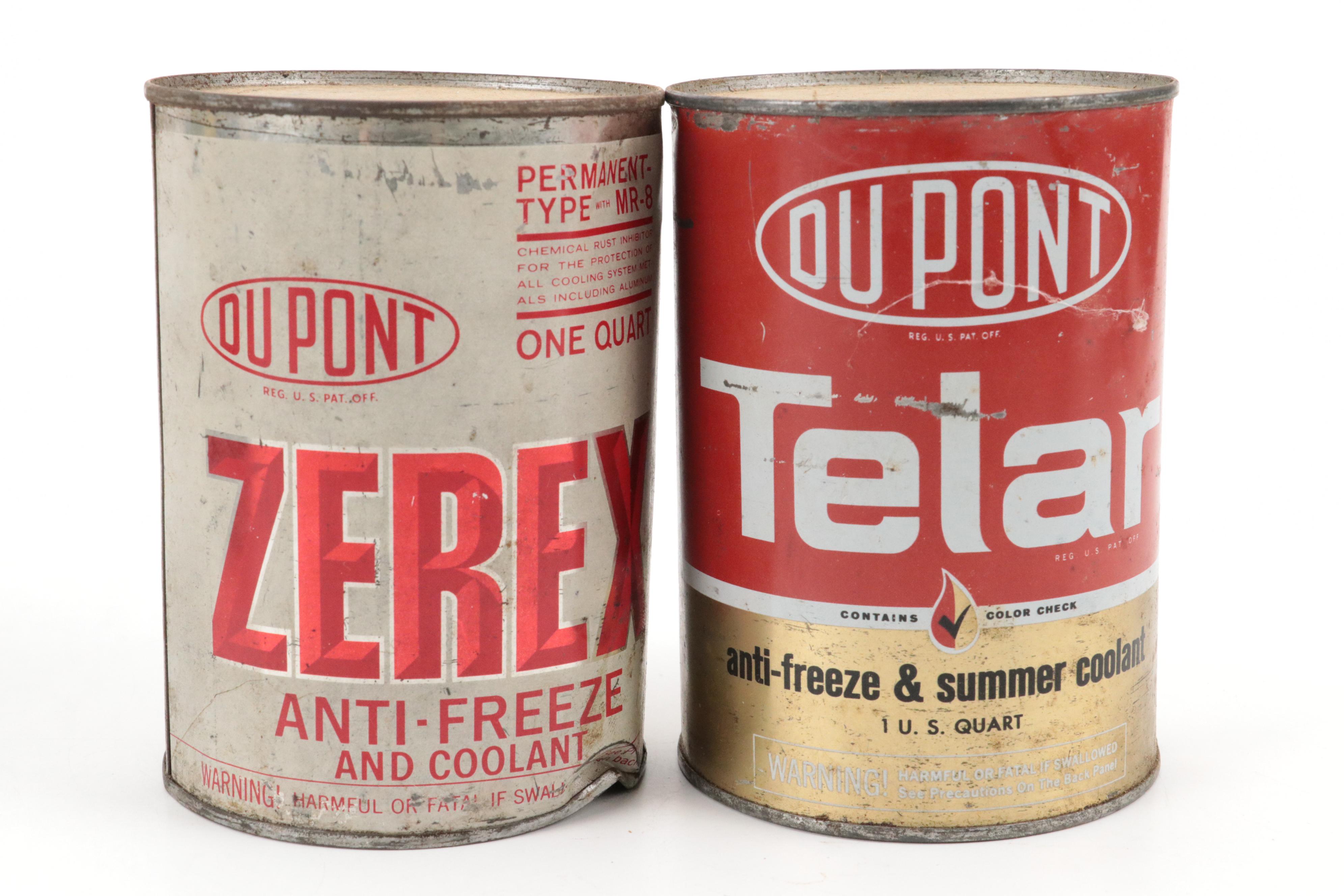 DuPont, Esso, Unico Motor Oil and Anti-Freeze Cans, Mid-20th Century
