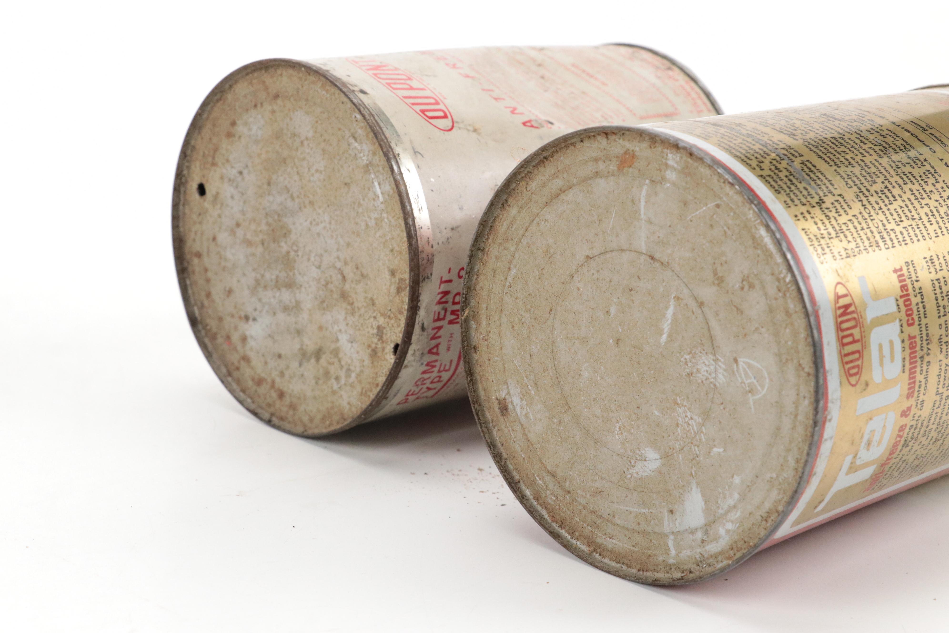 DuPont, Esso, Unico Motor Oil and Anti-Freeze Cans, Mid-20th Century