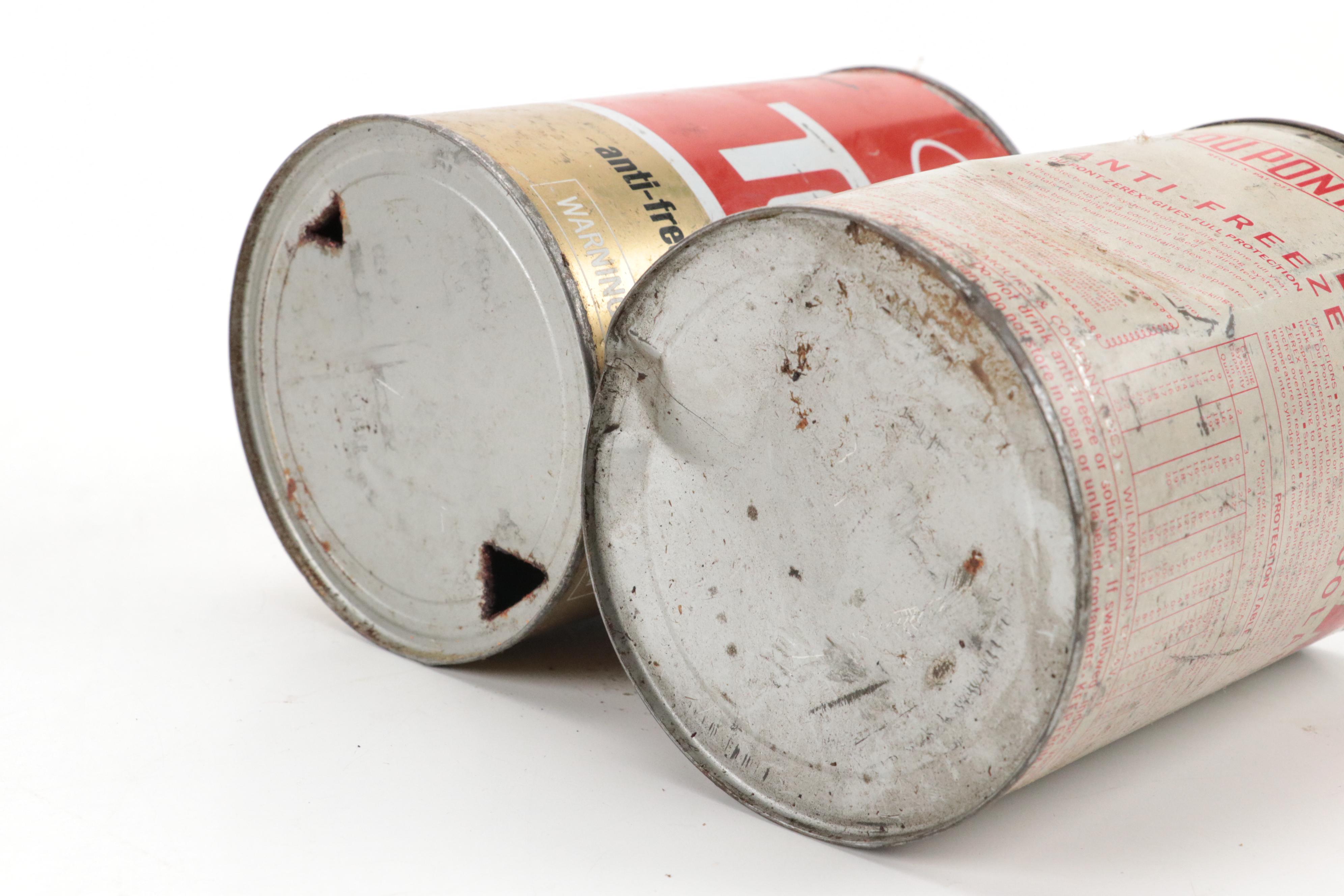 DuPont, Esso, Unico Motor Oil and Anti-Freeze Cans, Mid-20th Century