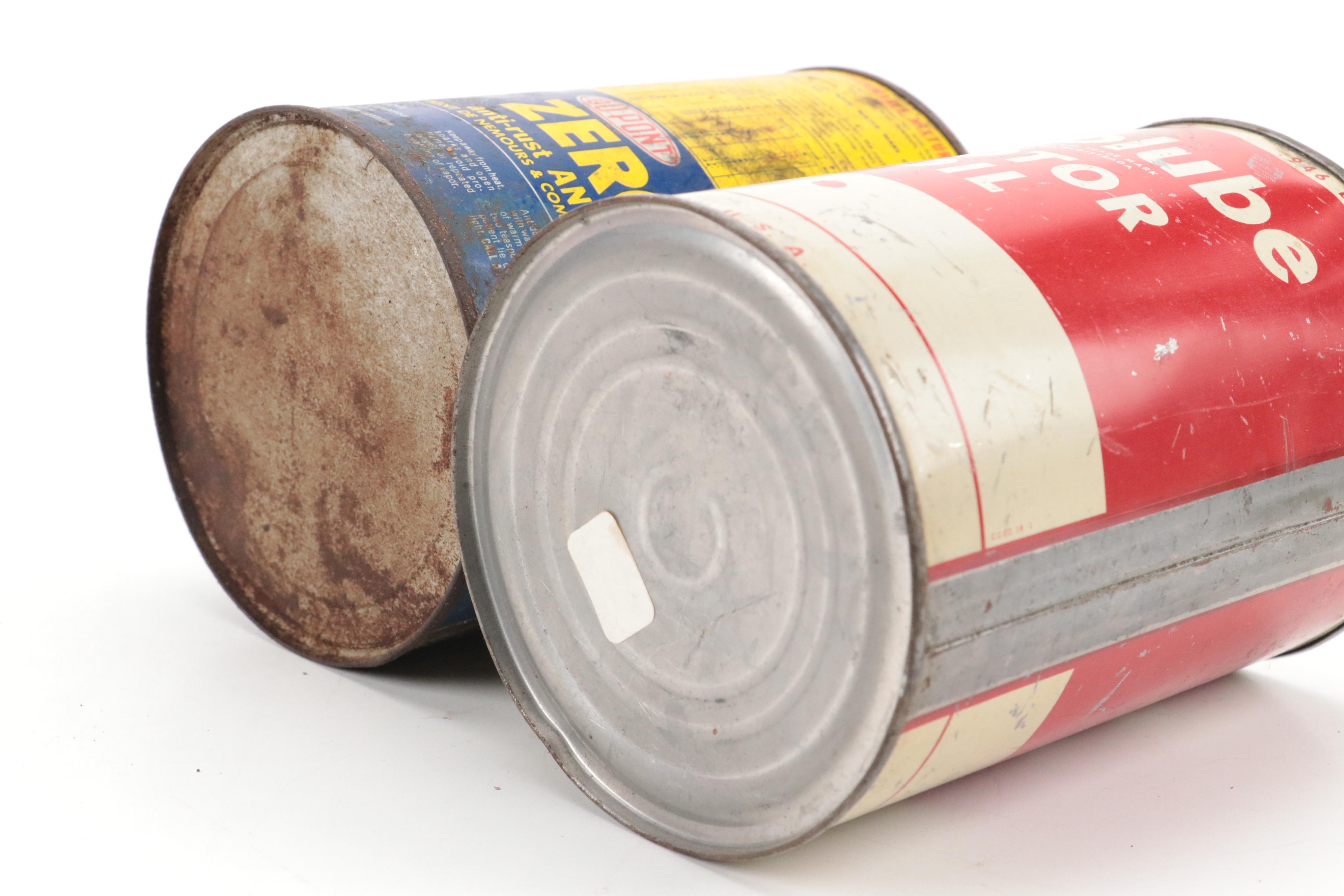 DuPont, Esso, Unico Motor Oil and Anti-Freeze Cans, Mid-20th Century