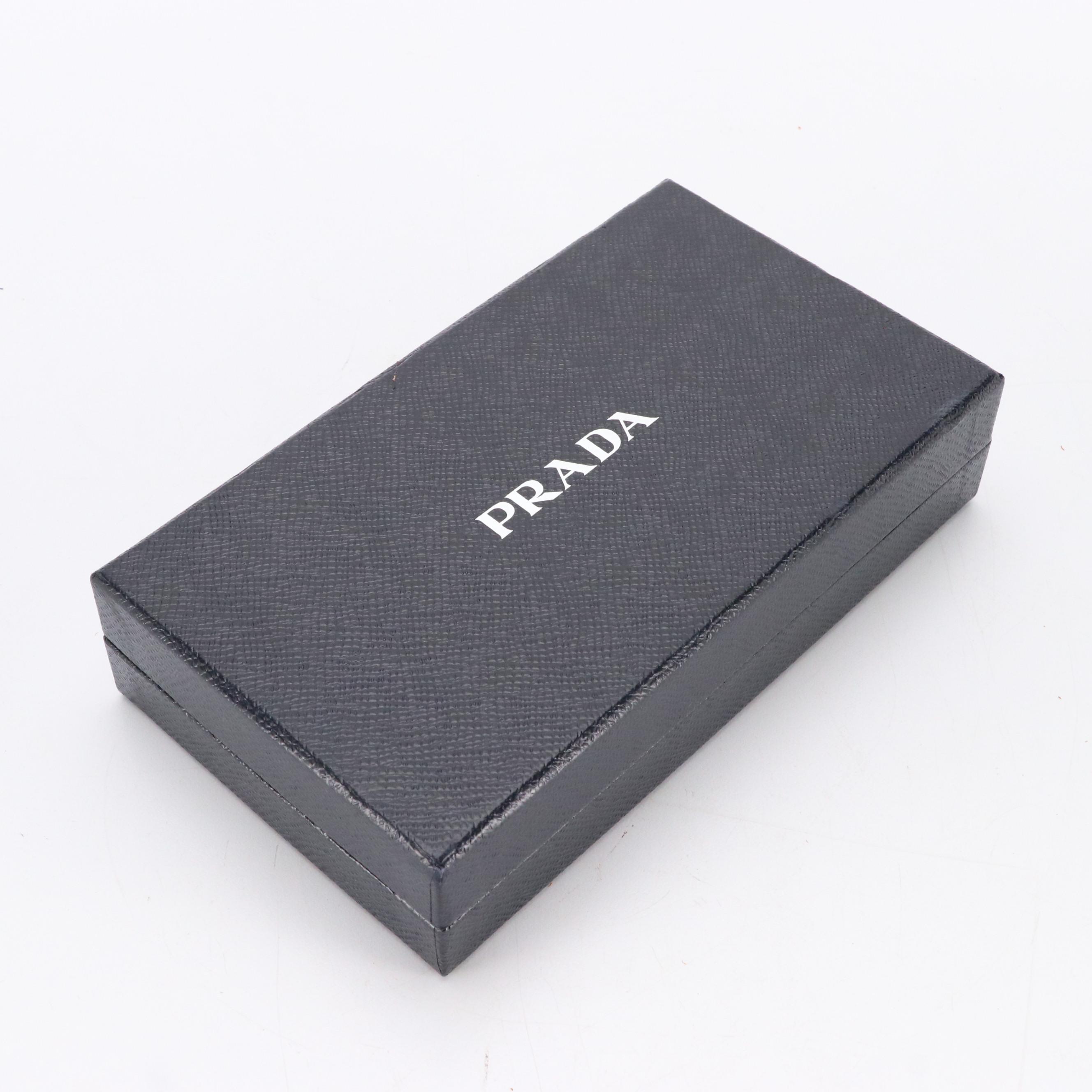 Prada Blue Saffiano Leather Continental Wallet with Box