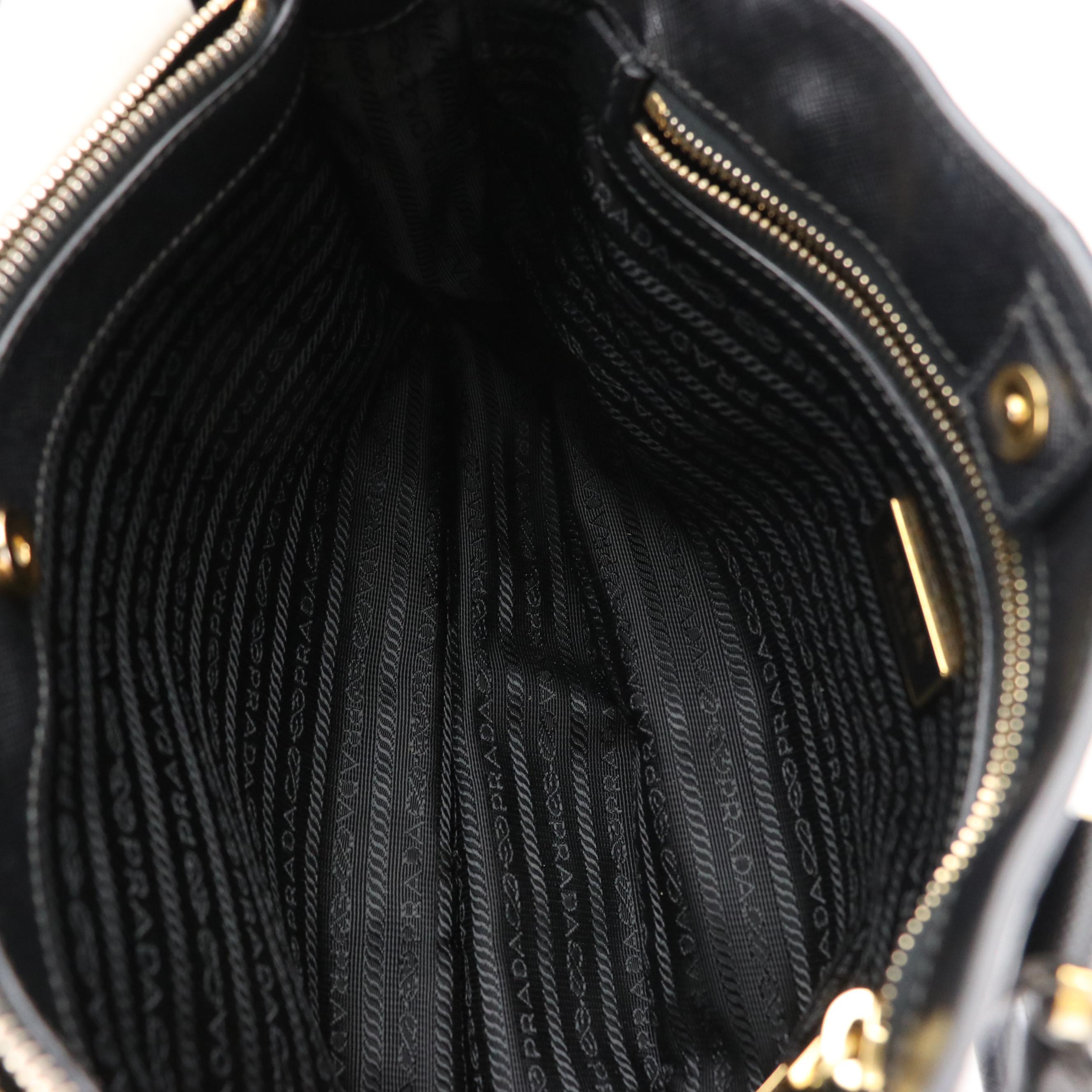 Prada Black Saffiano Lux Leather Top Handle Tote Bag
