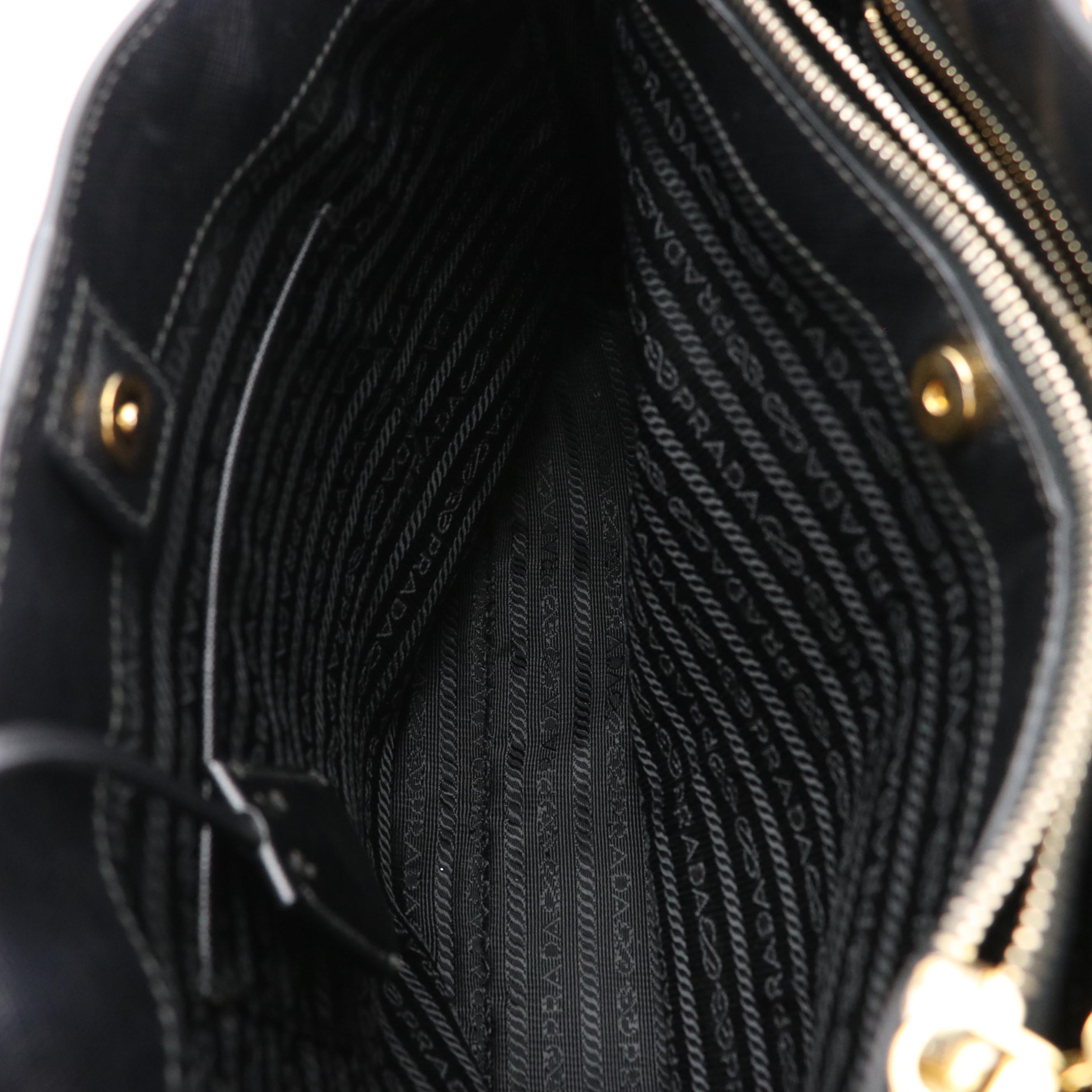 Prada Black Saffiano Lux Leather Top Handle Tote Bag