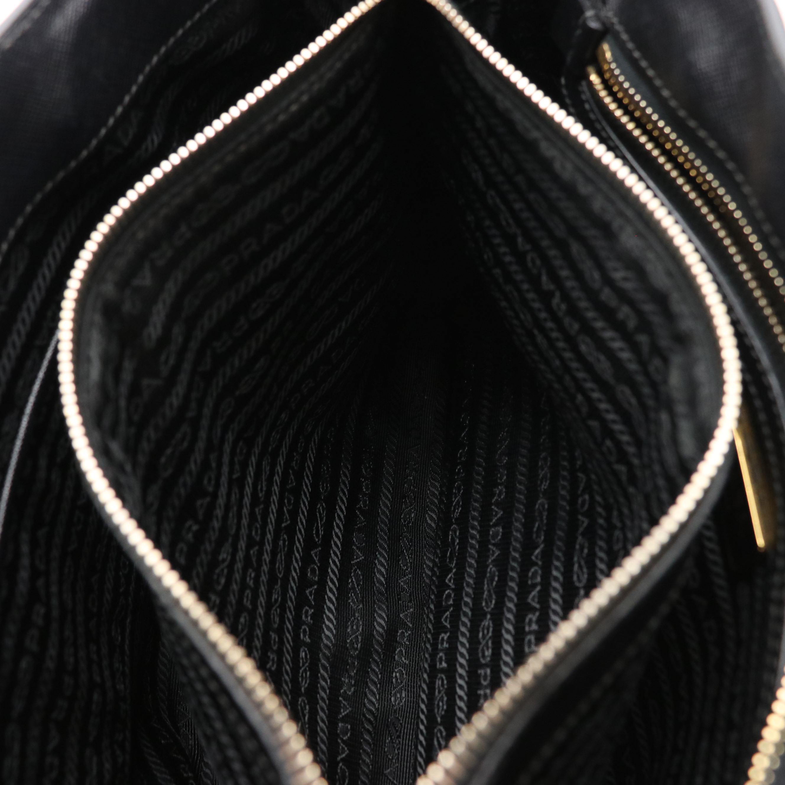 Prada Black Saffiano Lux Leather Top Handle Tote Bag