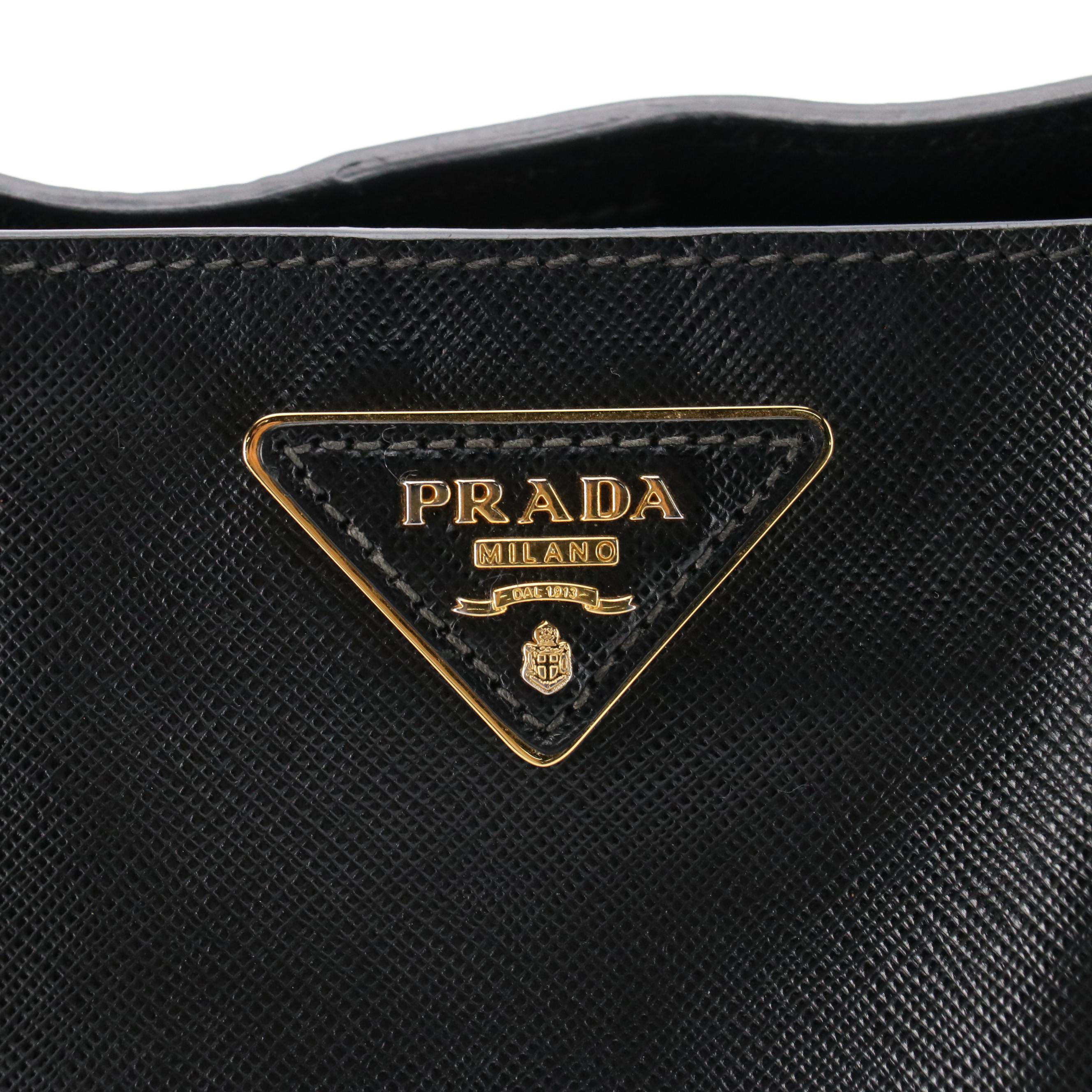 Prada Black Saffiano Lux Leather Top Handle Tote Bag
