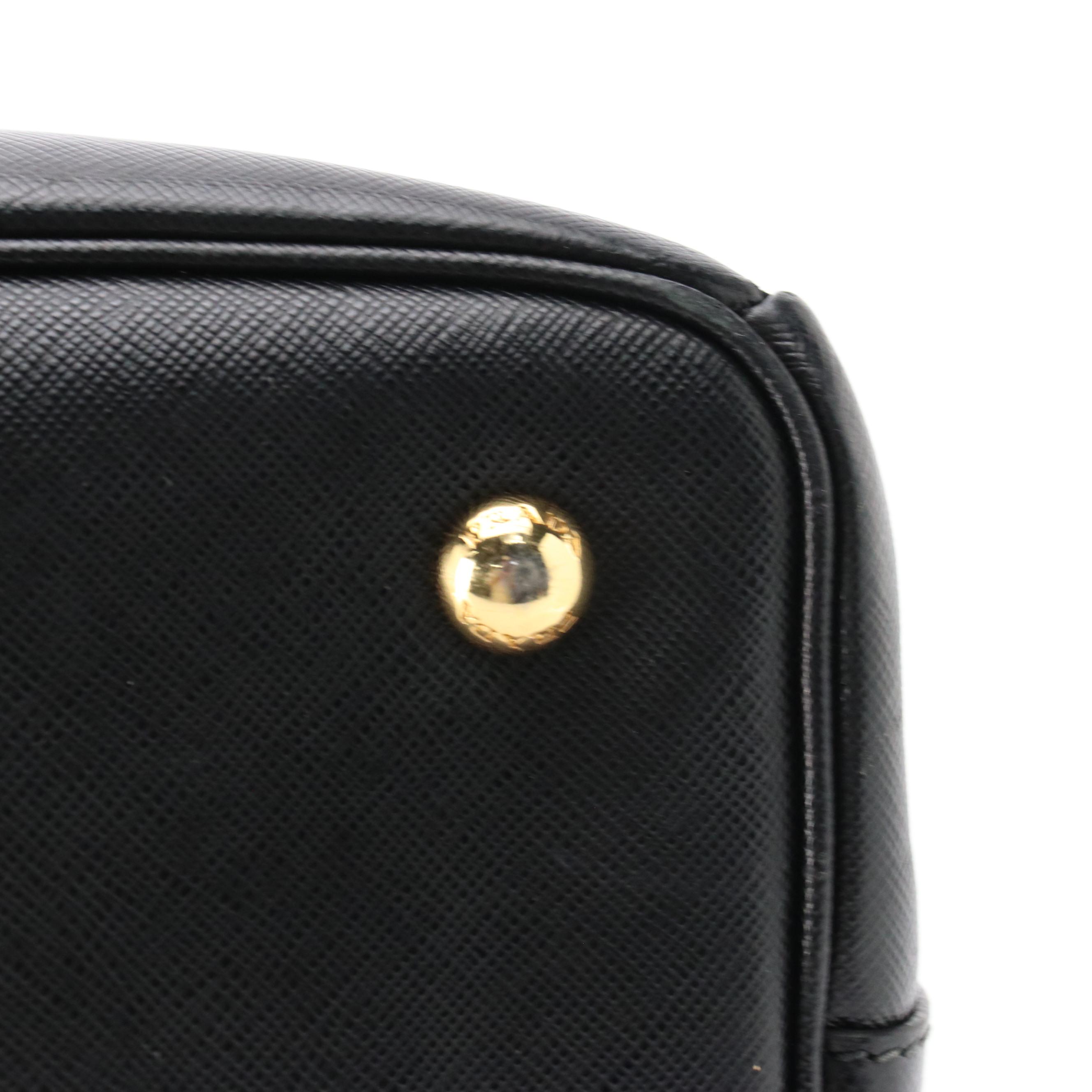 Prada Black Saffiano Lux Leather Top Handle Tote Bag