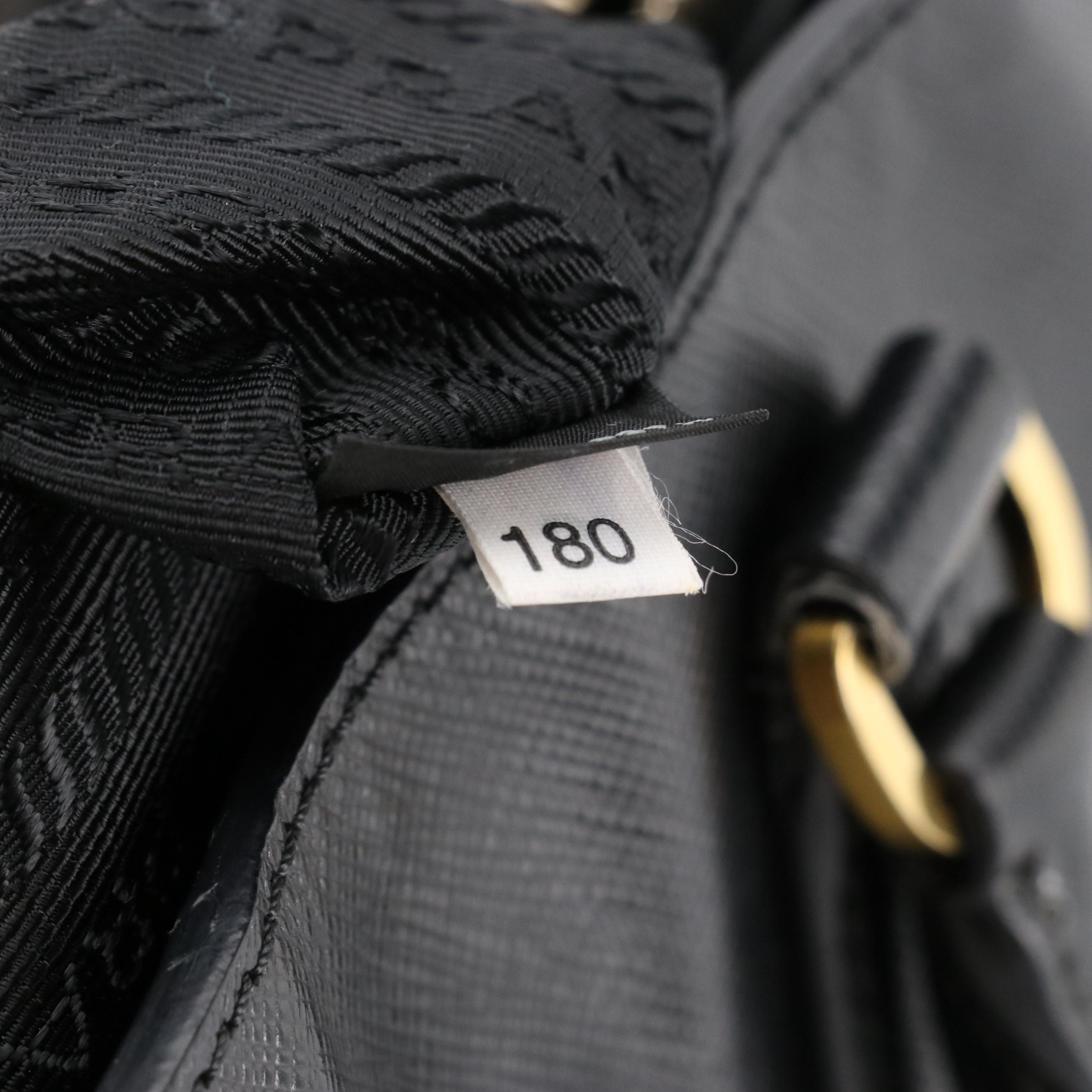 Prada Black Saffiano Lux Leather Top Handle Tote Bag