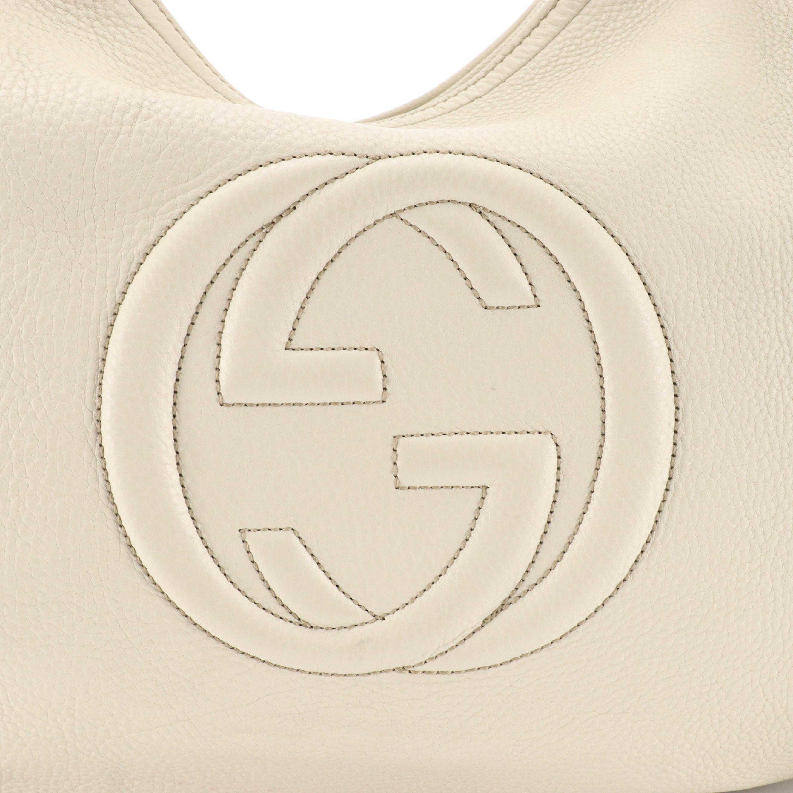 Gucci Soho Large Hobo Shoulder Bag in Ivory Grained Leather with Tassel