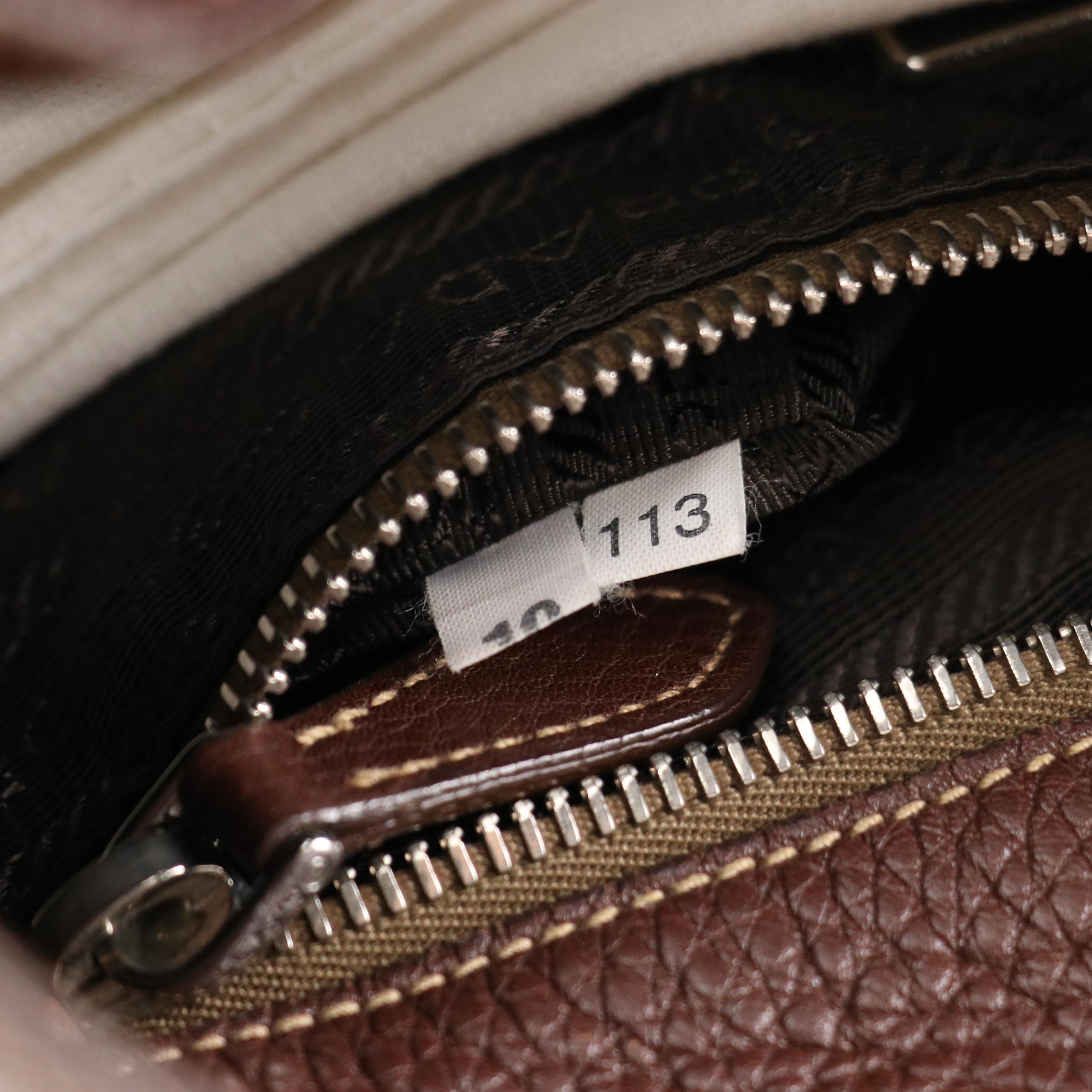 Prada Buckle Trimmed Chocolate Brown Leather Hobo Shoulder Bag