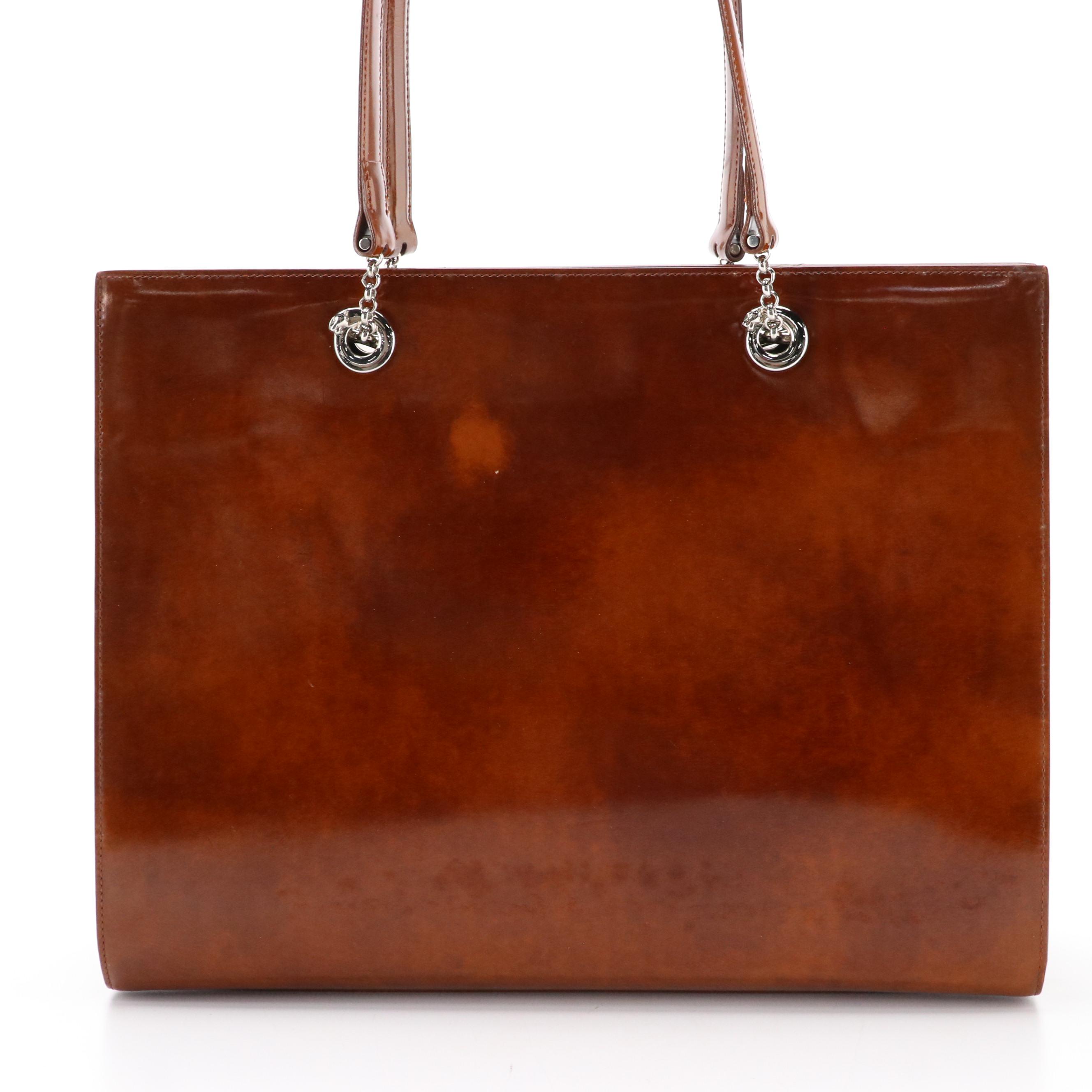Cartier Panthère Shoulder Tote Bag in Cognac Patent Leather