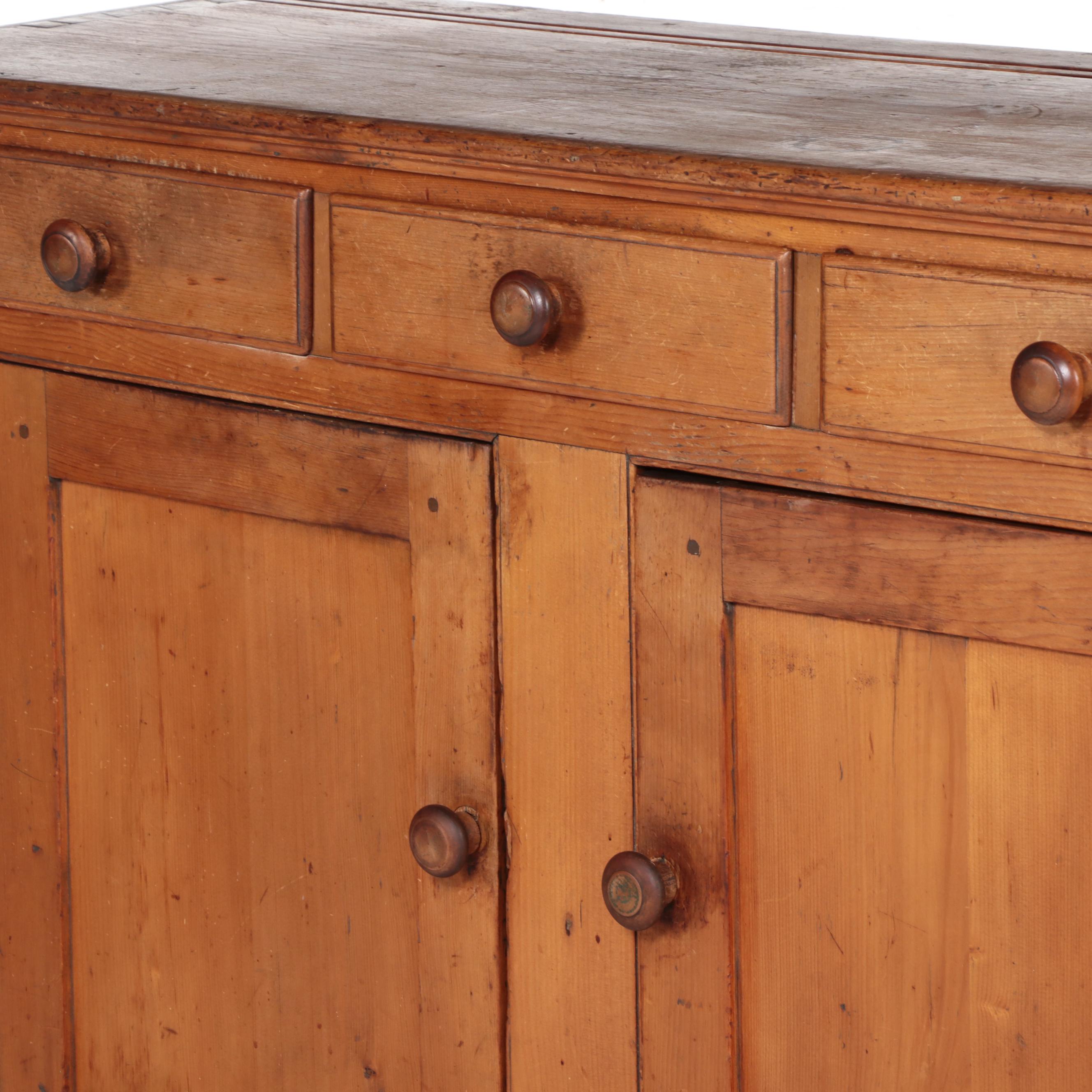 American Primitive Pine Sideboard, 19th Century