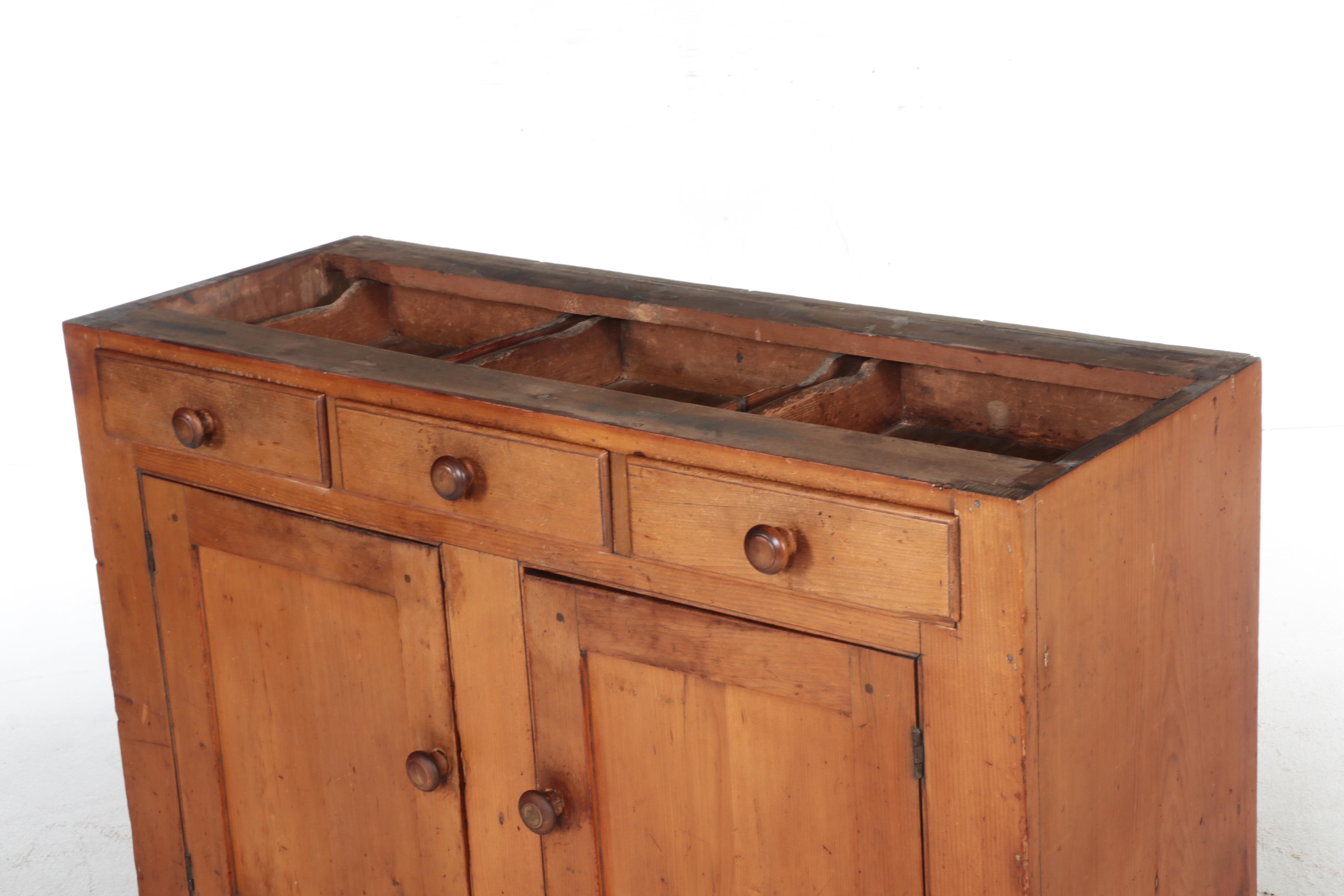 American Primitive Pine Sideboard, 19th Century
