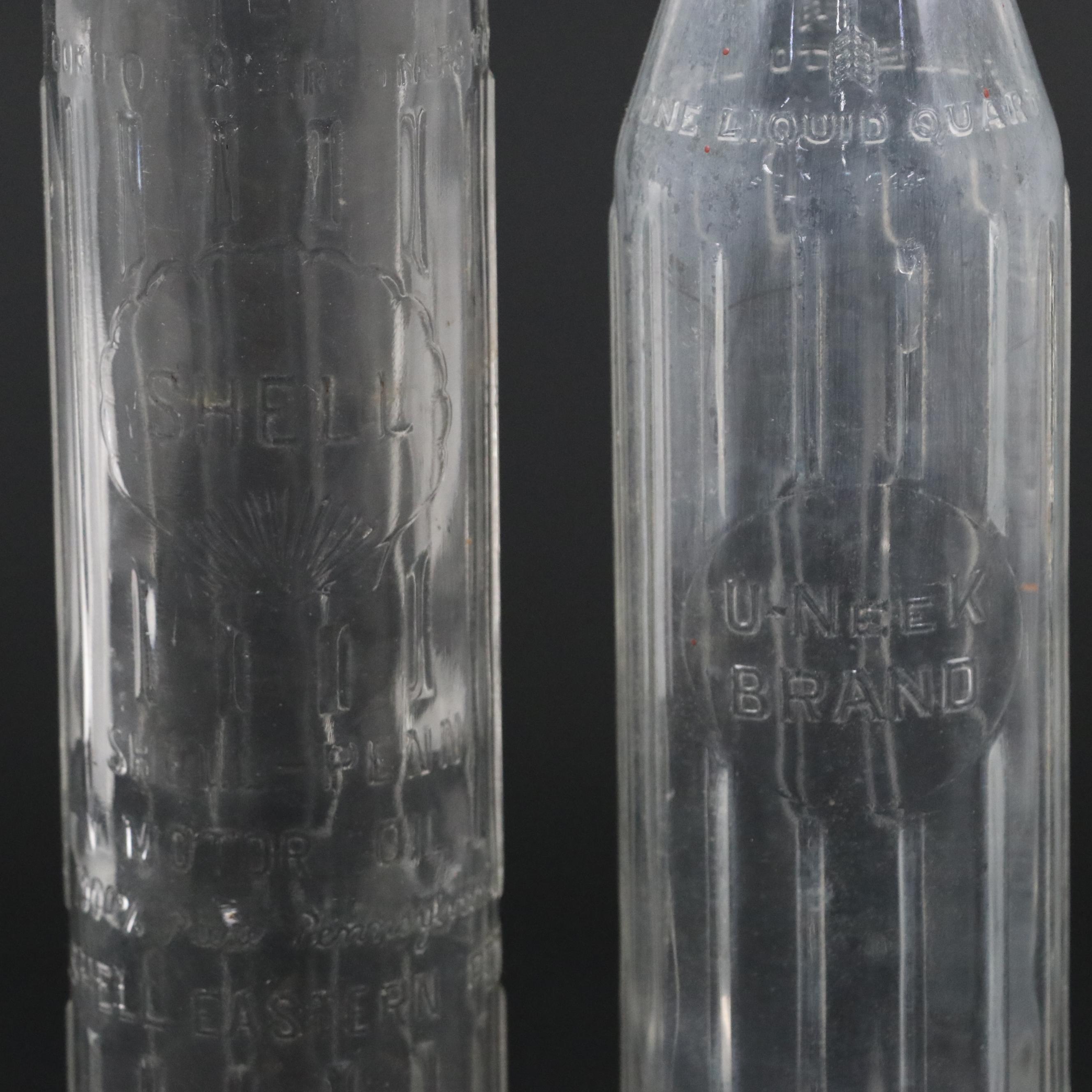 Shell-Penn, U-Neek and Linco Marathon Glass Oil Bottles, Early to Mid-20th C.