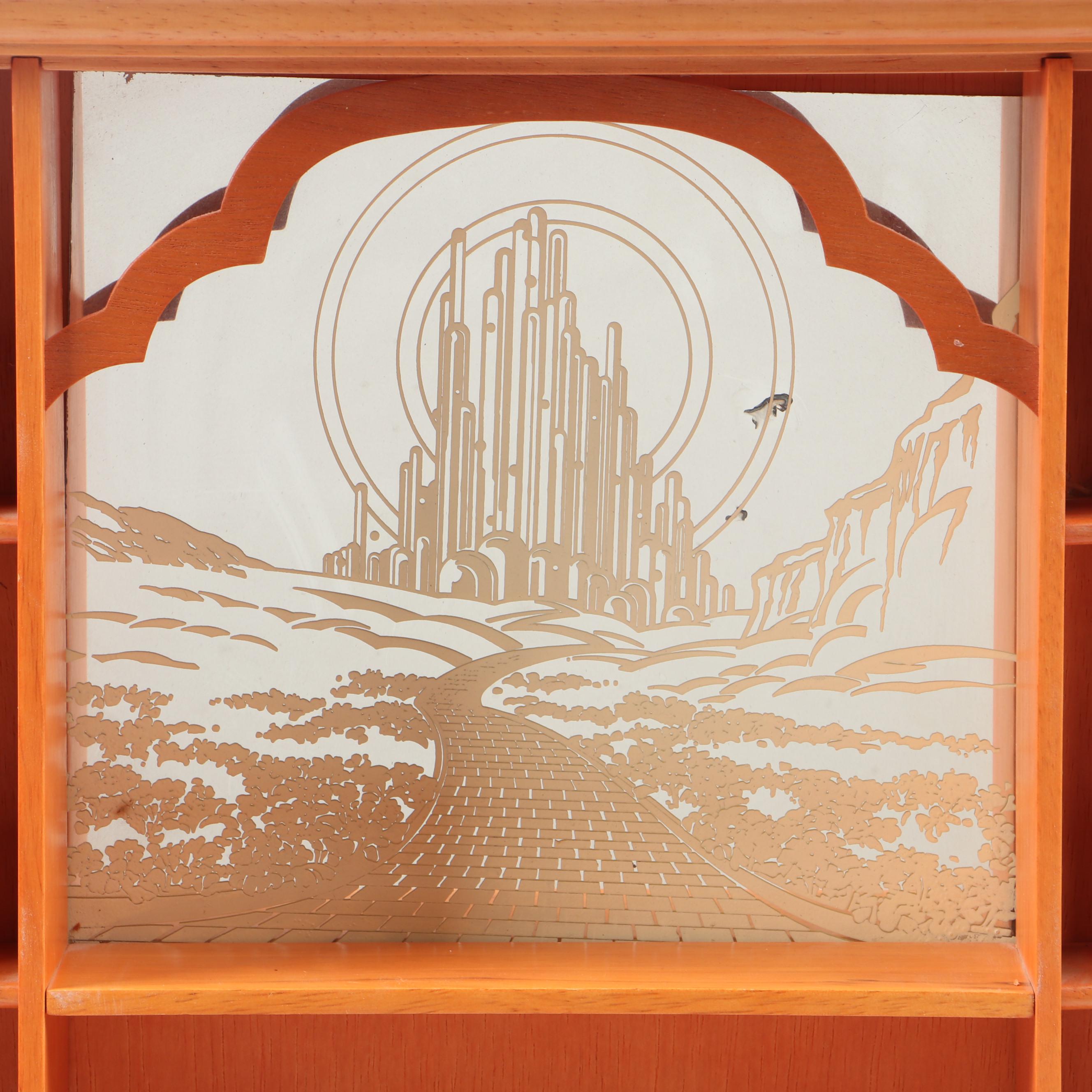 "Wizard of Oz" Figurines and Display Cabinet including "Tin Man" and "Auntie Em"