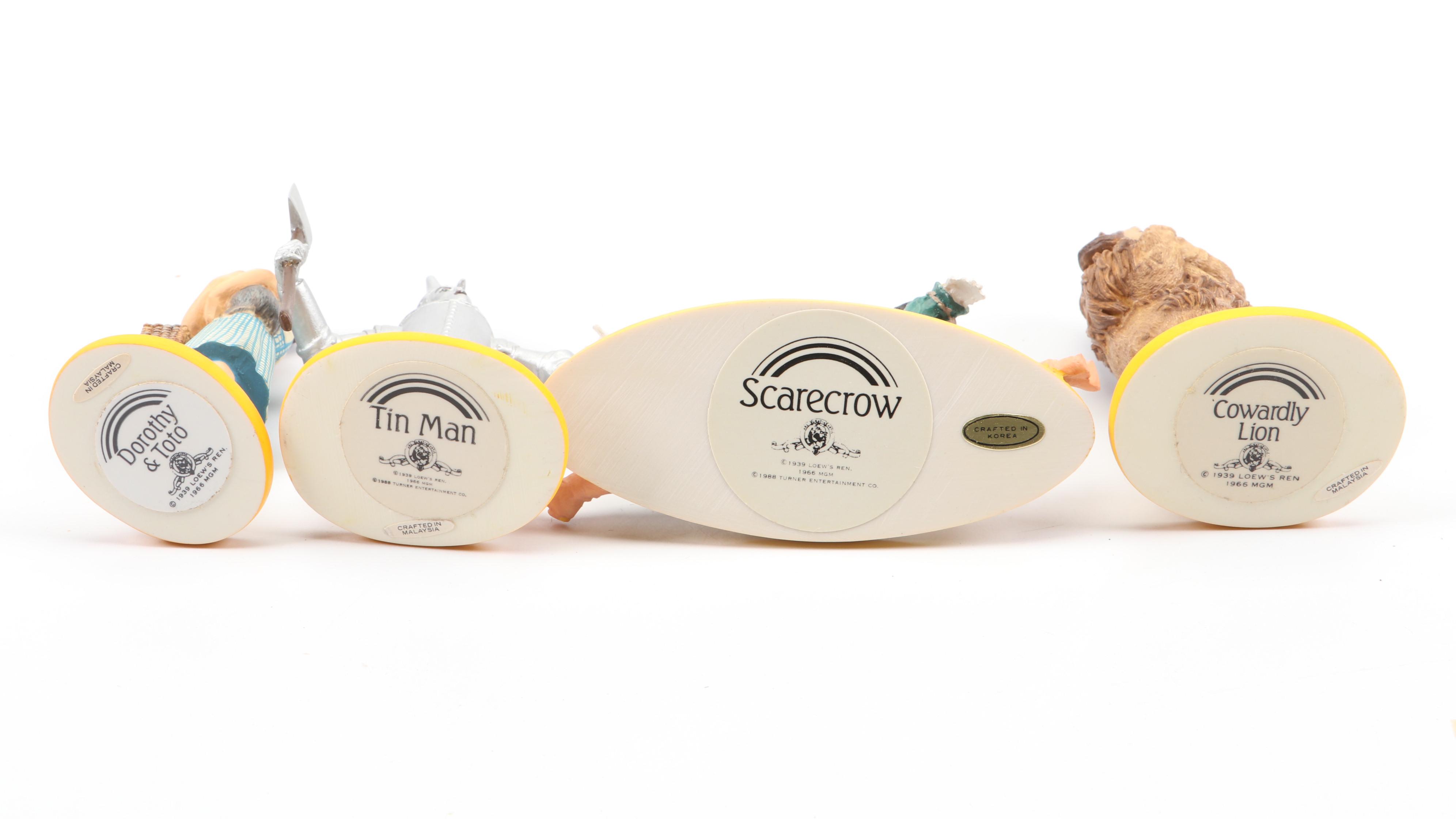 "Wizard of Oz" Figurines and Display Cabinet including "Tin Man" and "Auntie Em"