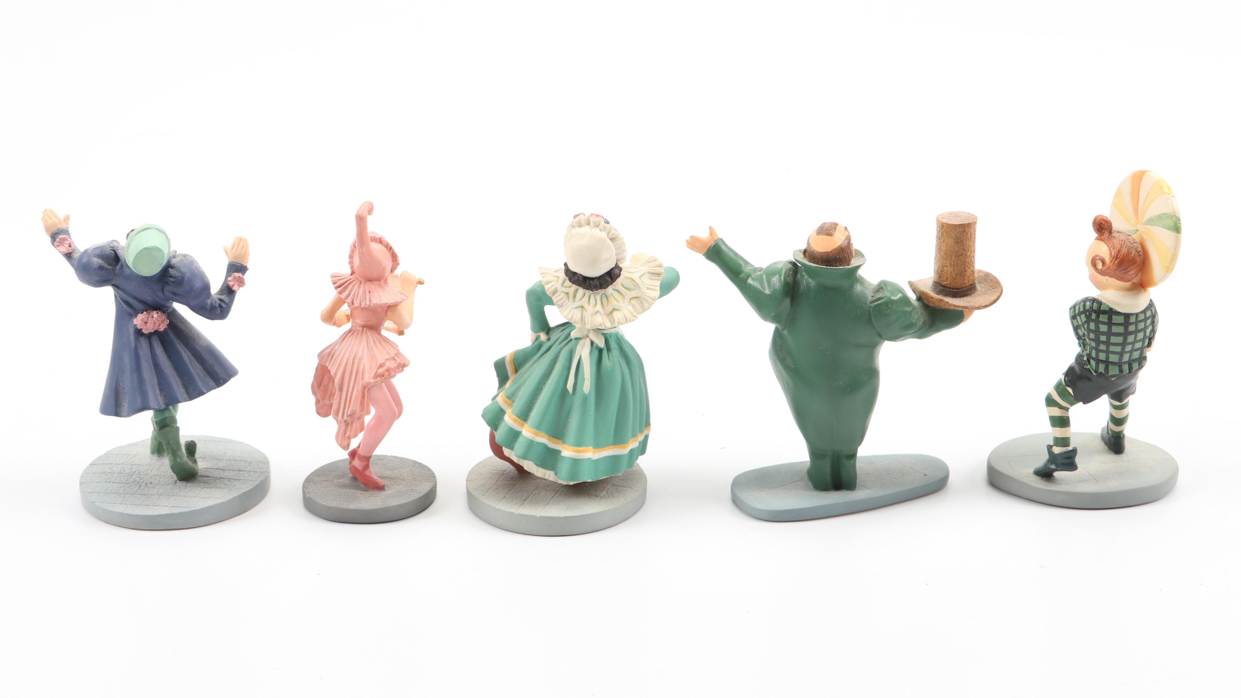 "Wizard of Oz" Figurines and Display Cabinet including "Tin Man" and "Auntie Em"